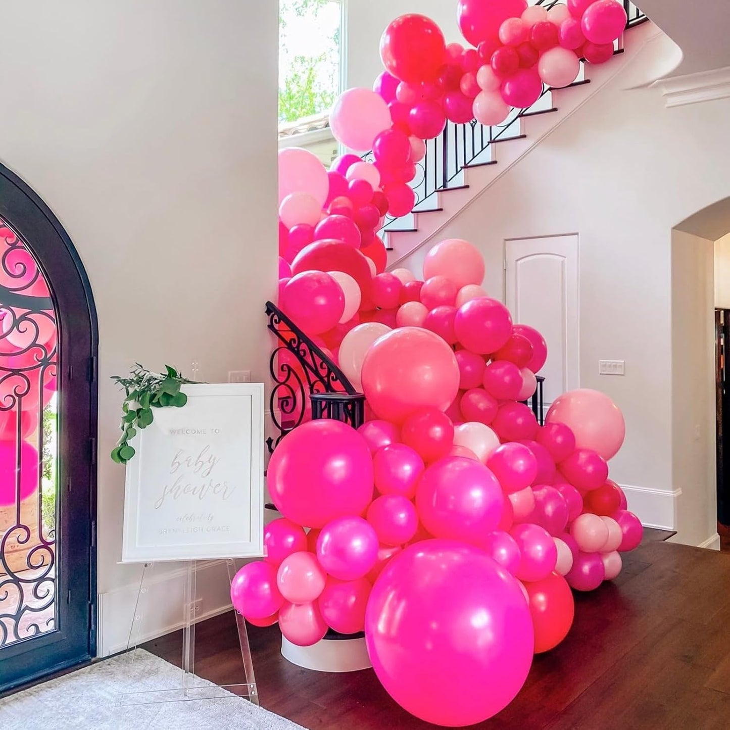 110pcs Hot Pink Balloons 12 Inch Fuschia Latex Balloon Garland Arch Kit for Birthday Baby Shower Anniversary Graduation Wedding Party Decorations