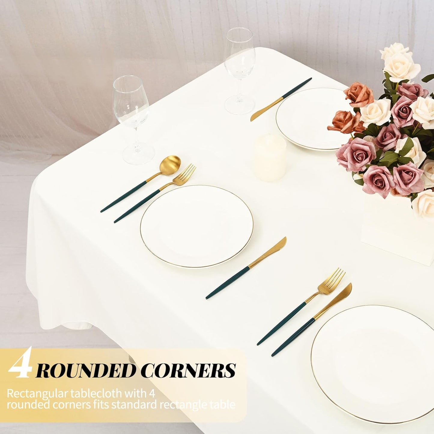 12 Pack 60 x 126 Inch Rectangle Tablecloth Ivory Polyester Tablecloth for 8 Ft Rectangle Tables, Washable Fabric Table Cloth for Wedding Dining Table Buffet Parties Camping