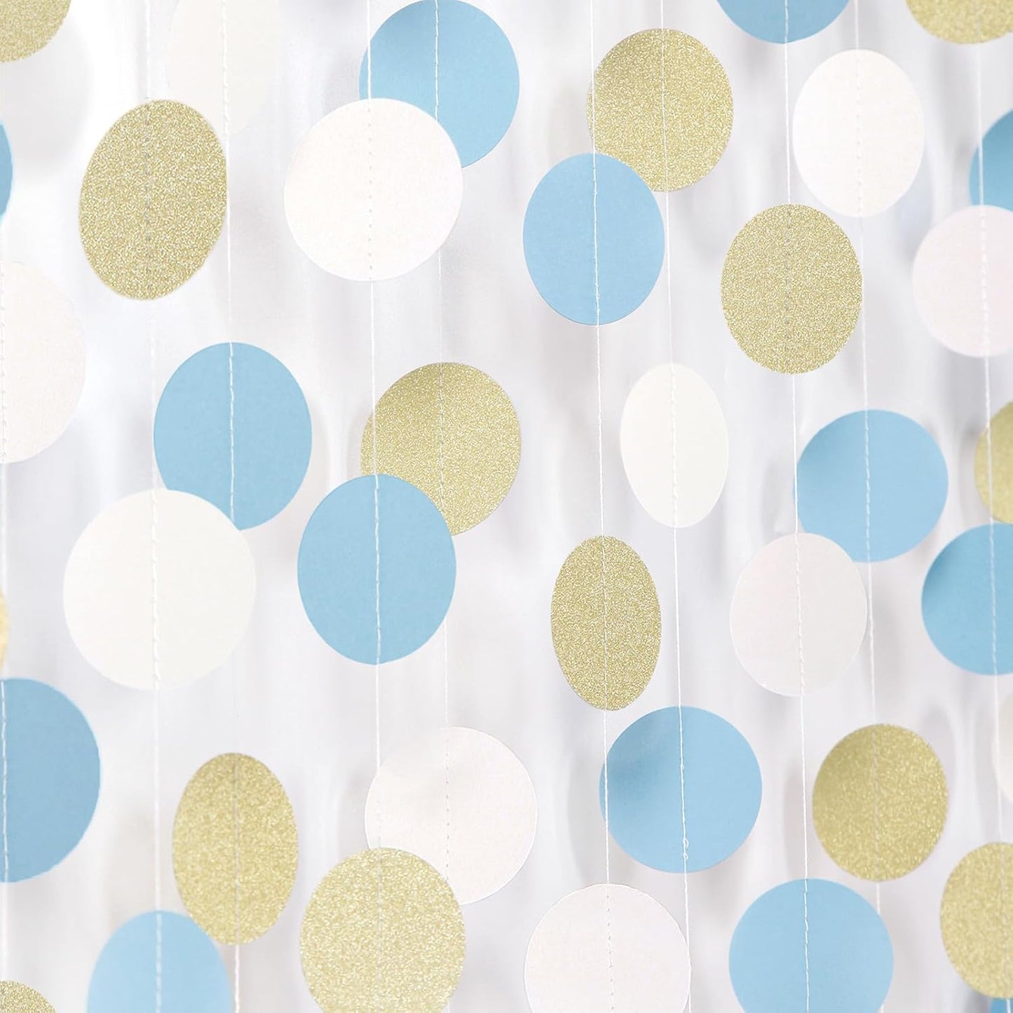 Light-Dusty Blue Beige-Gold Boho Party-Decorations - 64Ft Men Boy Birthday Paper Streamers Garland,Baby Bridal Shower Bachelorette Wedding Engagement Graduation Supplies Backdrop Decor Ouruola