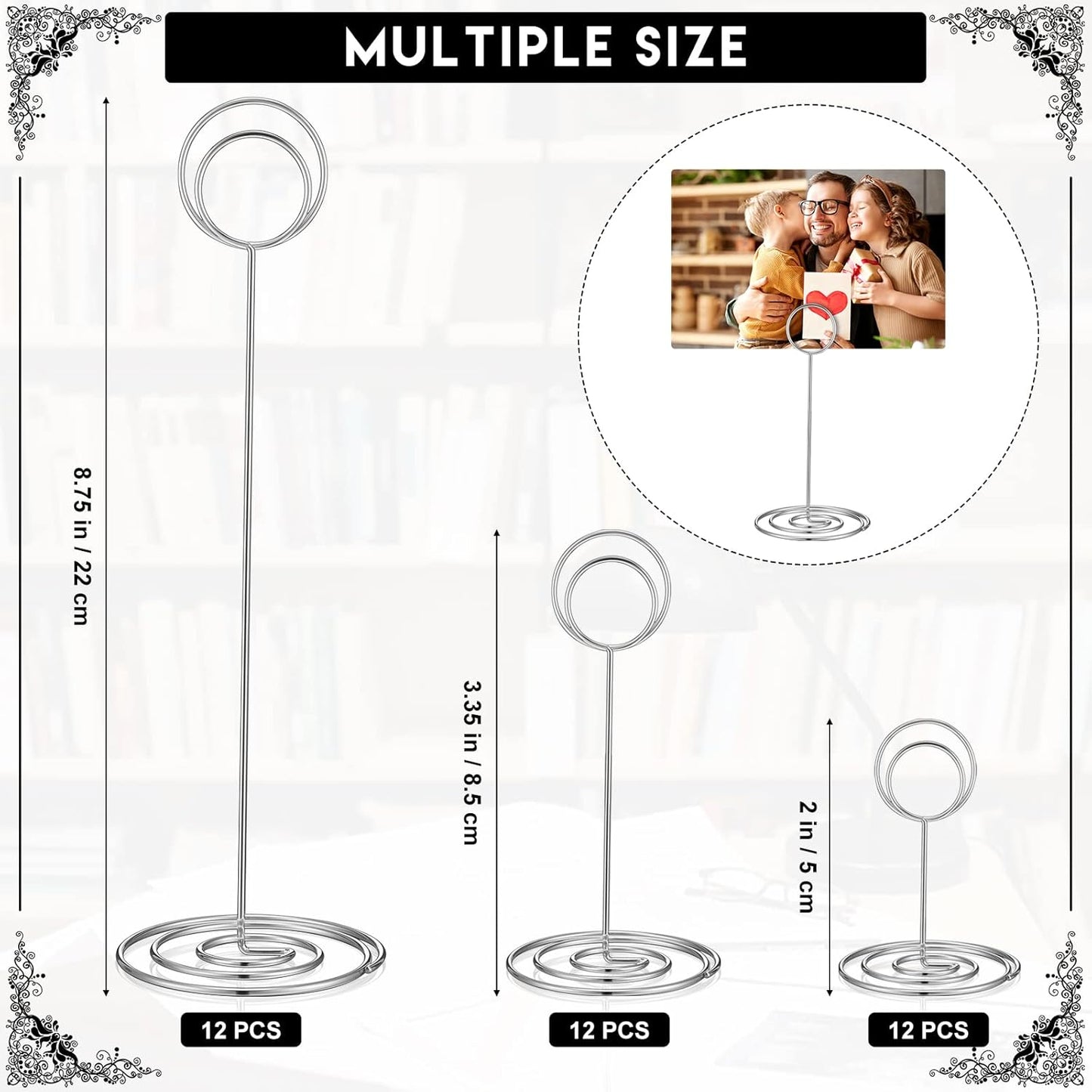 Teling 36 Pieces Table Number Holders 3 Size Place Card Holder Name Numbers Menu Memo Note Card Picture Photo Clip Stand Table Sign for Wedding Anniversary Party Display(Silver)