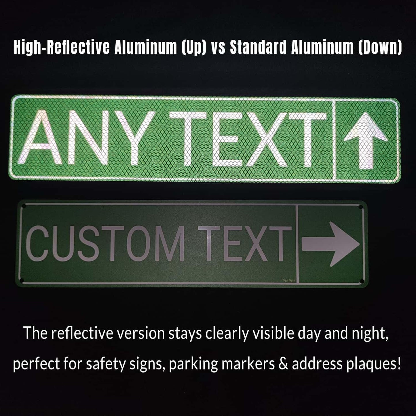 Custom Signs Metal, Personalized Reflective Street Signs for Outdoor, 4x18 Inches, Single/Double Sided, Fade Resistant .040 Aluminum, Ideal for Address, Parking