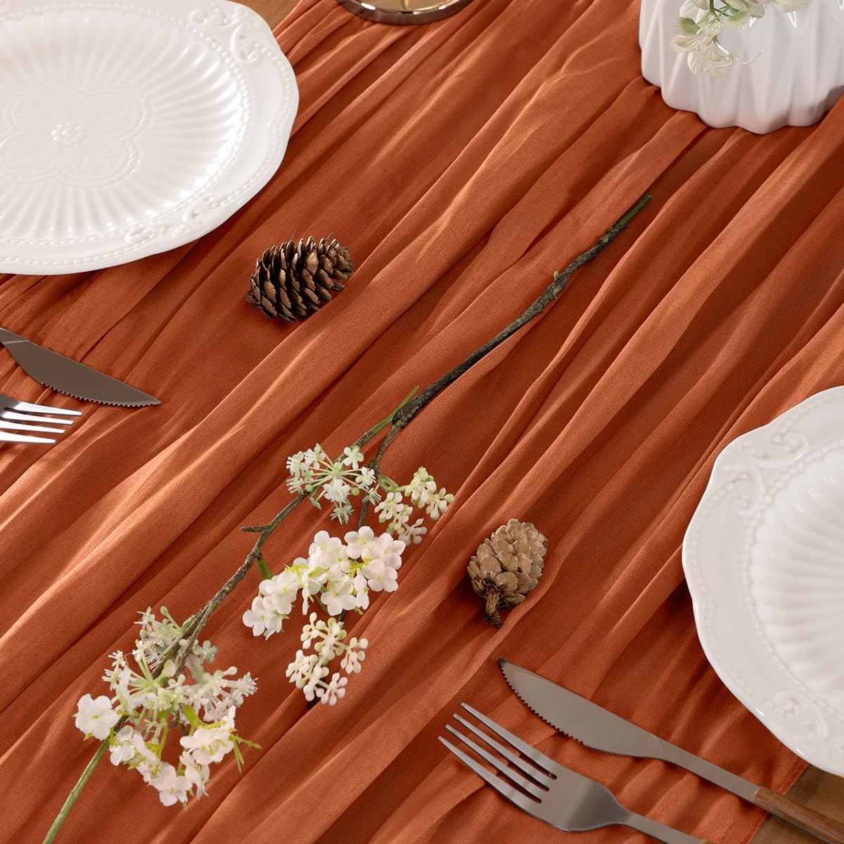 Terracotta Table Runner Cheesecloth Table Runner 14FT Farmhouse Table Runners 160 Inches Fall Table Decor Dining Room Centerpiece Wedding Boho Baby Shower Birthday