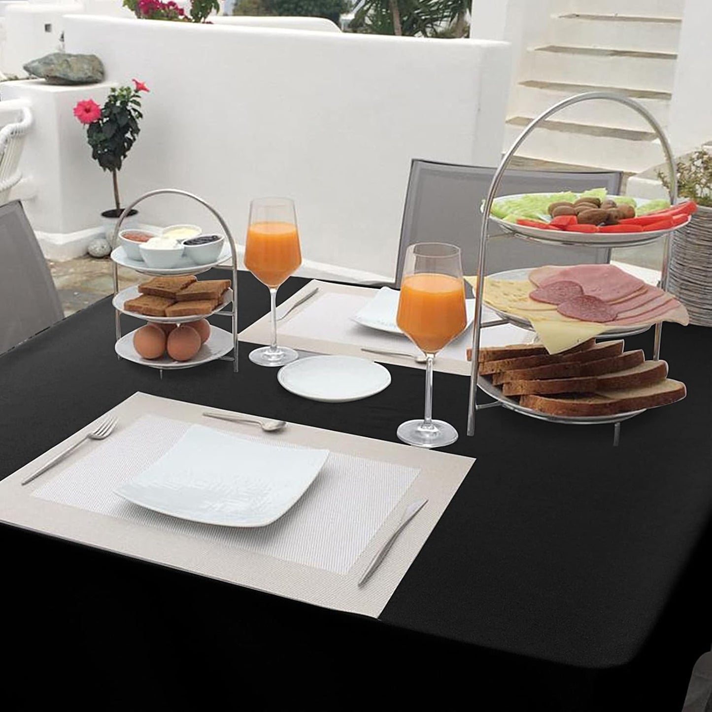 Hiasan Black Tablecloth for Square Tables - Waterproof and Spillproof Washable Fabric Small Table Cloth for Dining Room Kitchen Party, 40 x 40 Inch