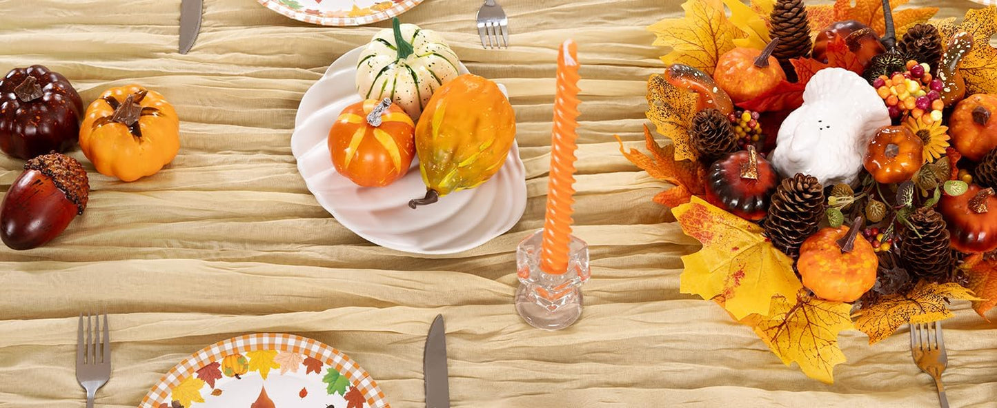 Champagne Gold Cheesecloth Table Runner 4 Pack Fall Table Runners Boho Gauze 120 Inches Champagne Cheese Cloth Fall Table Decorations for Thanksgiving Wedding Bridal Baby Shower Parties