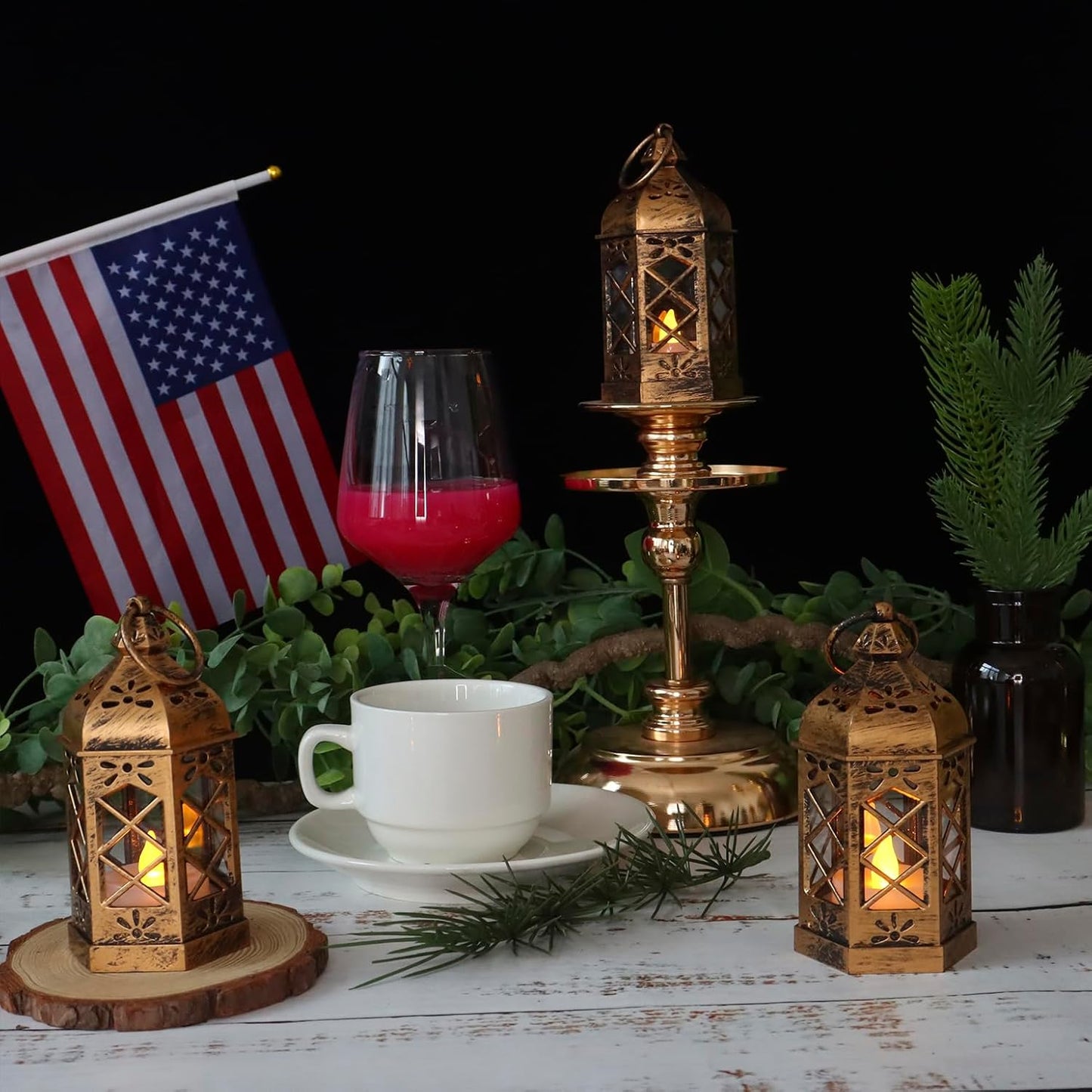 LLQ 12Pcs Mini Lantern for Centerpieces, Small Candle Lanterns Decorative Indoor, Vintage Hanging Moroccan Lantern for Halloween Decorations, Christmas Centerpieces for Tables, Wedding Table Decor