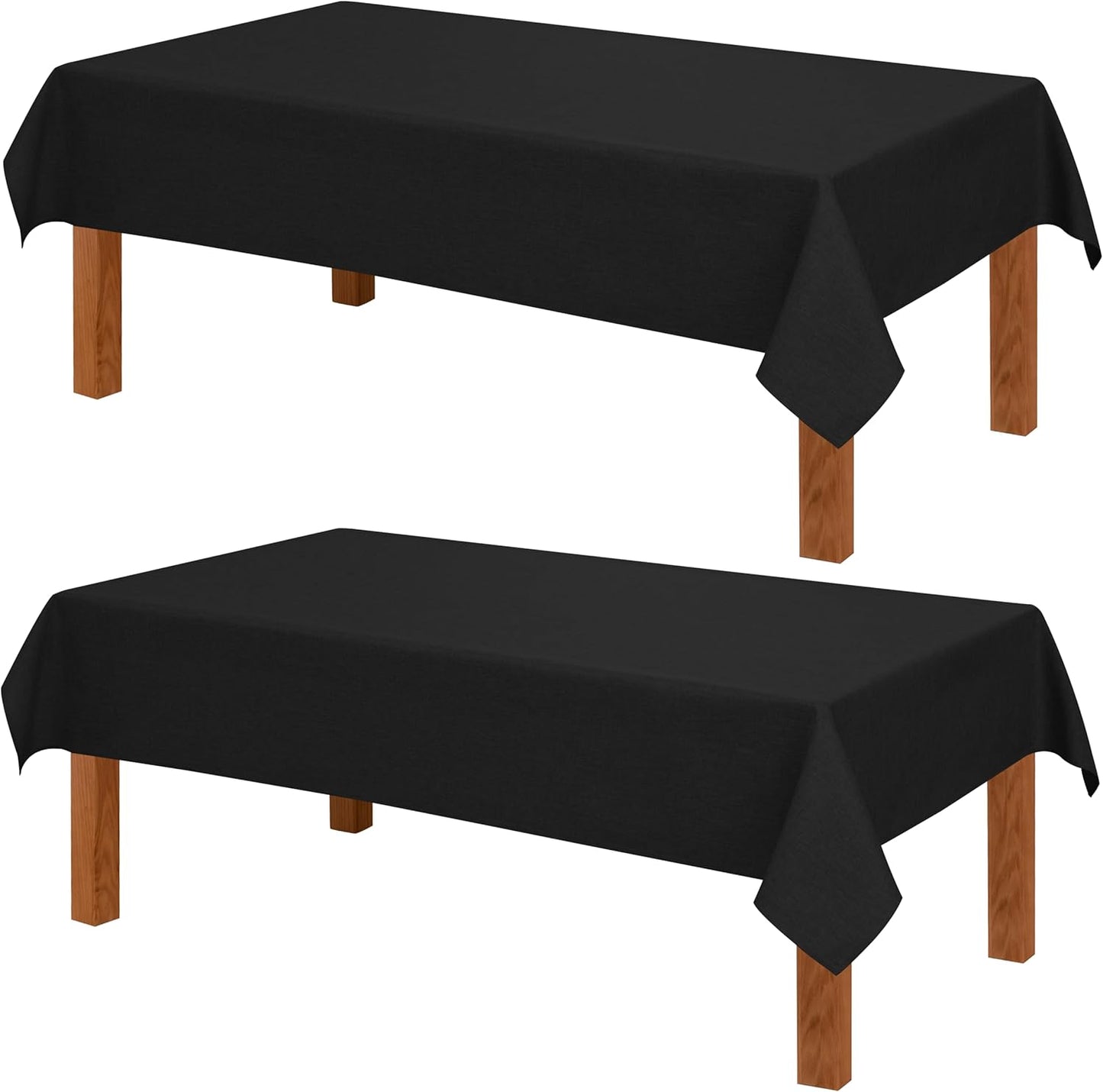 Hiasan 2 Pack Faux Linen Square Tablecloth - Wrinkle and Stain Resistant Washable Table Cloth for Kitchen Dining Room Holiday Table Cover for Party Dinner, Black, 54 x 54 Inch