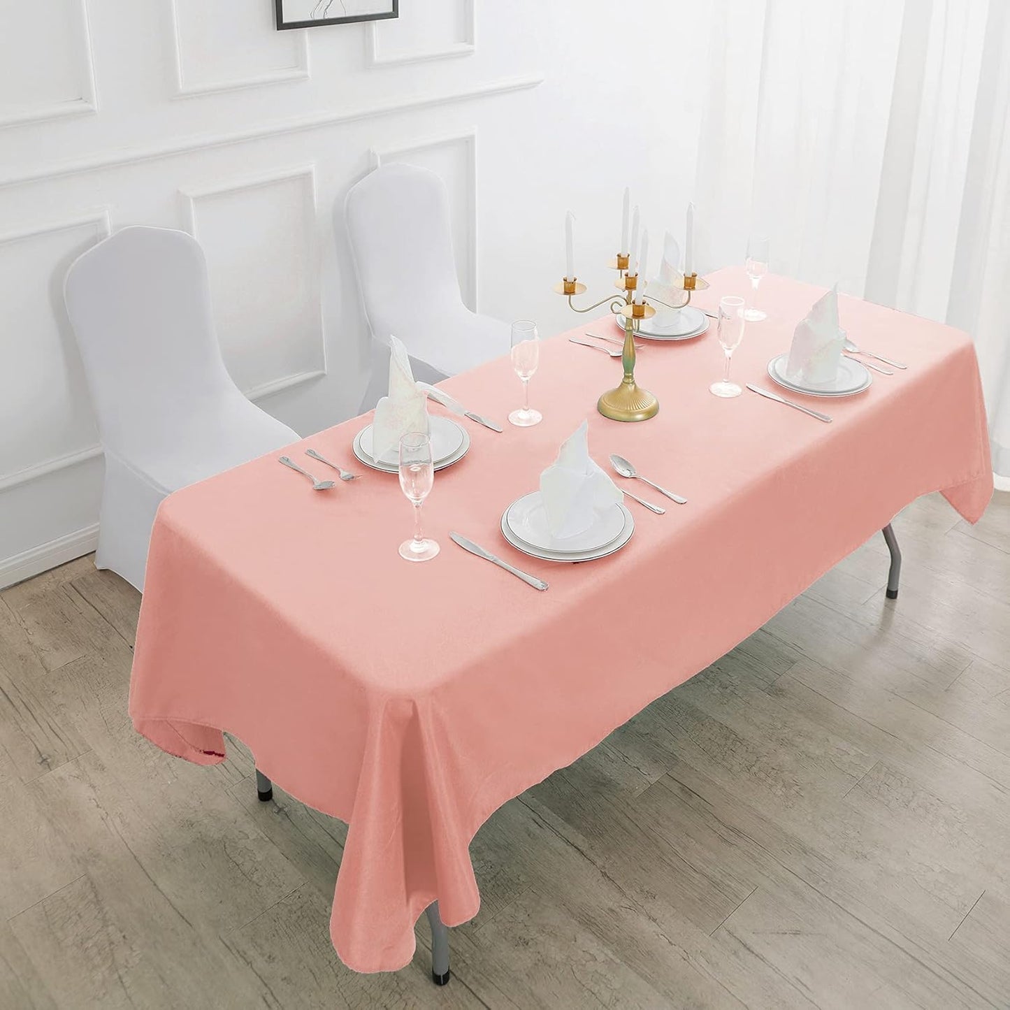 Rectangle Tablecloth 60x120 inch Washable Polyester Fabric Table Cloth for Wedding Party Dining Banquet Decoration（60x120, Dusty Pink）