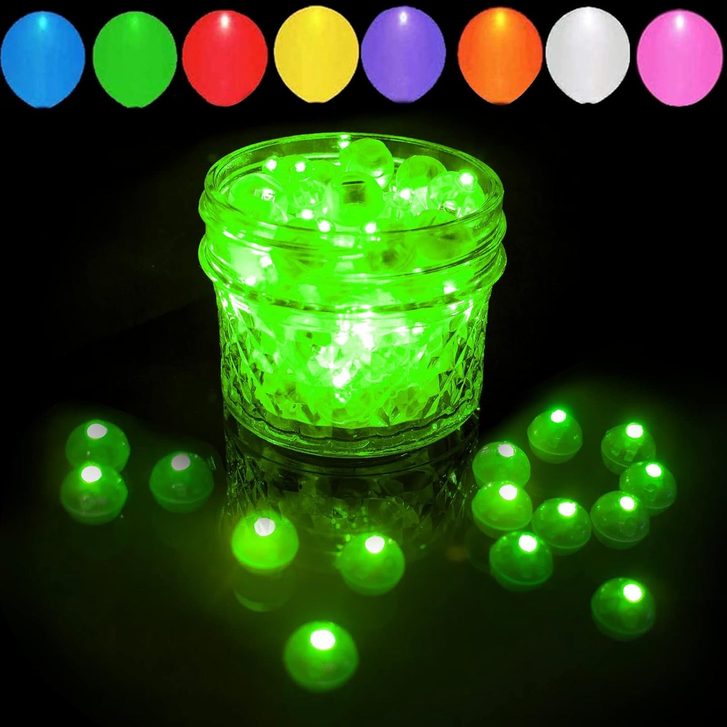 100psc LED Green Balloon Lights, Round LED Mini Lights for Paper Lantern Balloon Birthday Party Event Indoor Outdoor Wedding Decoration Halloween Christmas Supplies