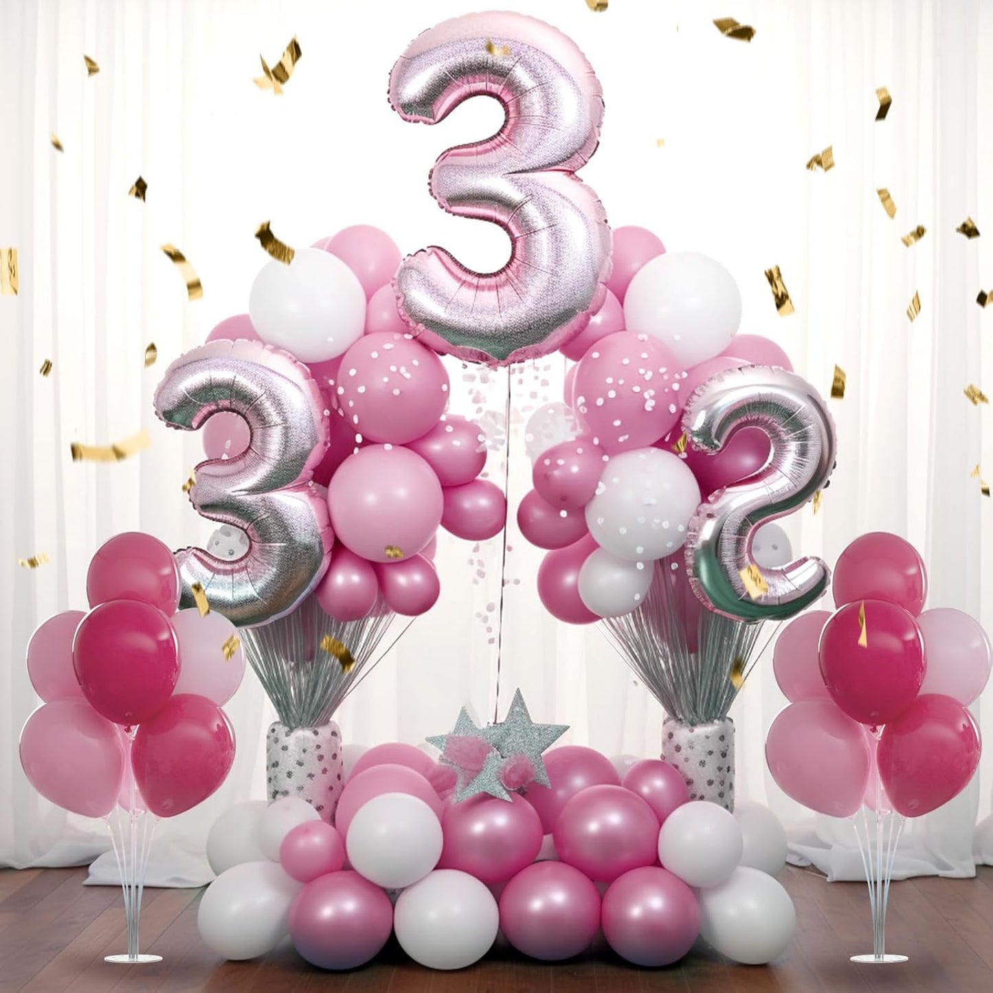 Balloon Stand Kit - 2 Set Table Stands with Base, Easy Assembly Balloon Sticks, Reusable Holders for Baby Showers, Weddings, Birthdays, Party Decorations