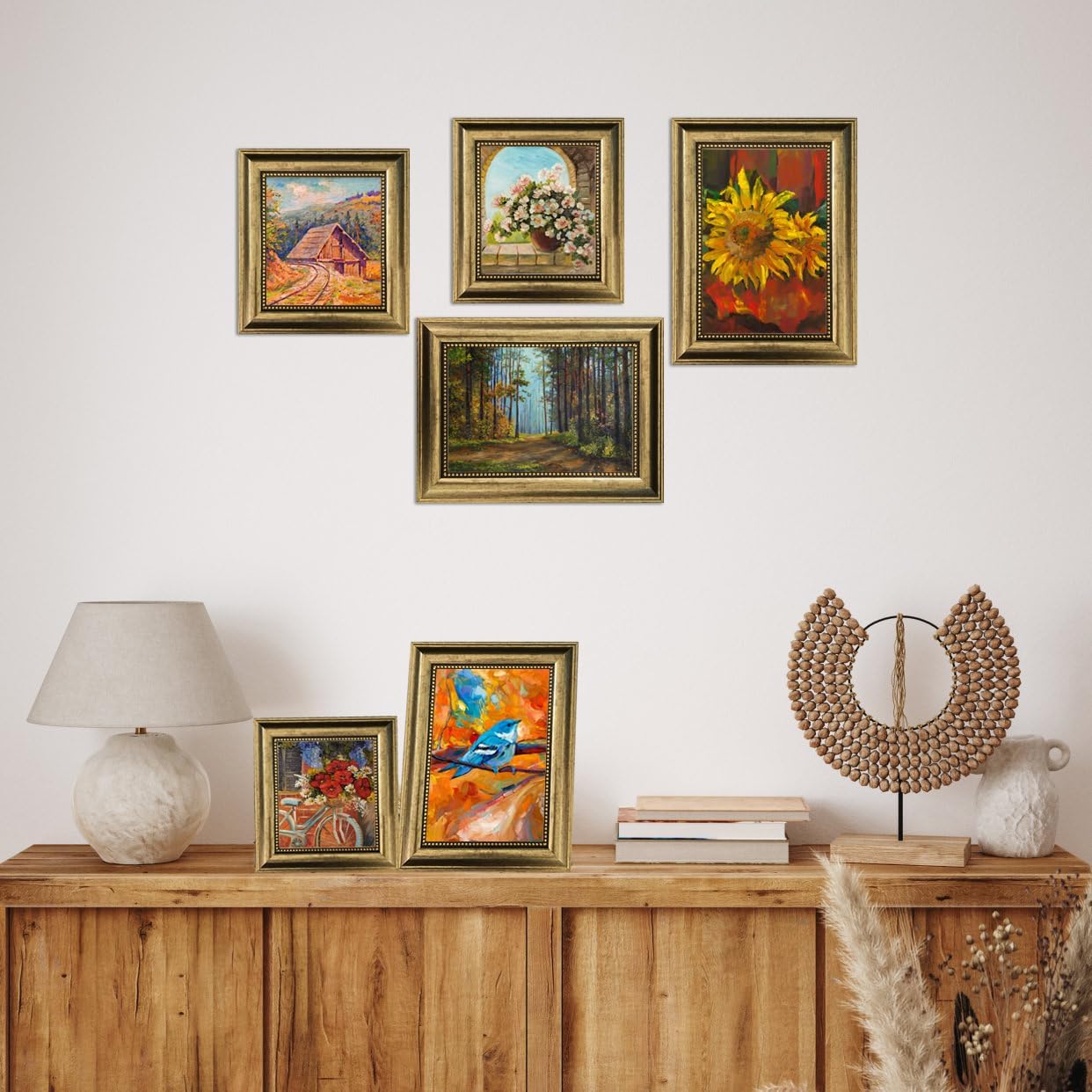 4x6 Picture Frame with Real Glass, 4 set Ornate Vintage Picture Frames for Wall or Tabletop Display, Gold 4 x 6 Frame for Wall home best gift