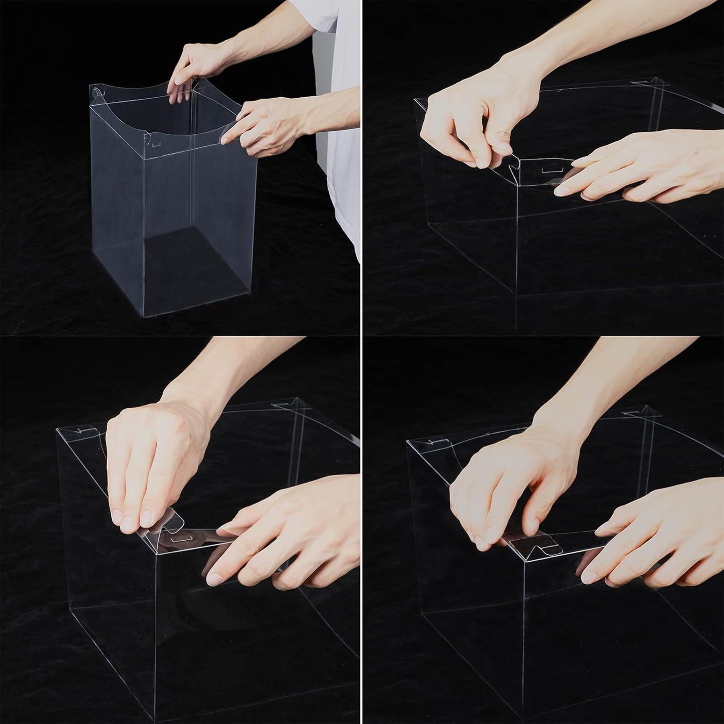 XININSUN 6inch Clear tall cake Box with Ribbon, 8 X 8 X 9inch for Bakery Boxes Clear Gift Boxes,ideal for wedding birthday party and gift display-Black