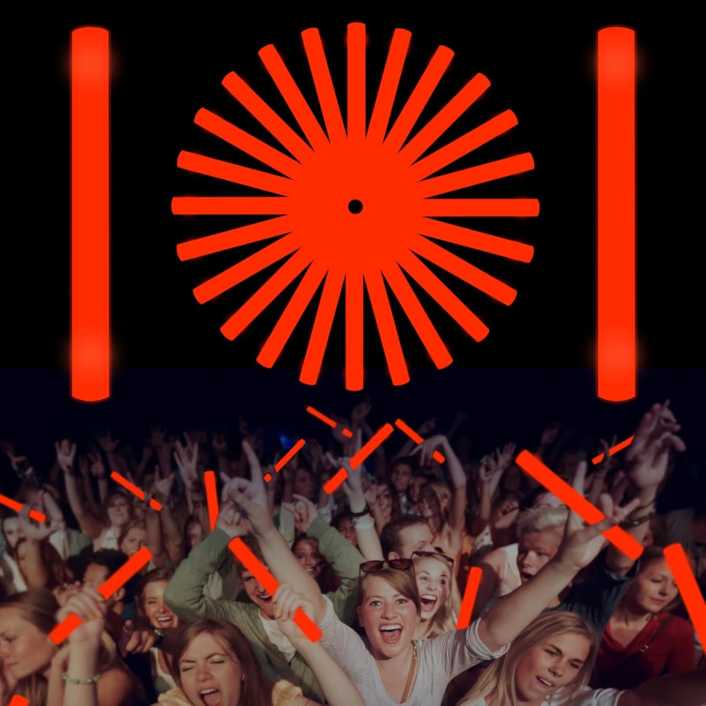Glow Foam Sticks Bulk, 24 Pcs Red Giant LED Light Up Sticks 3 Modes Flashing Glowing Baton Wands Party Supplies for Wedding, Raves,Concert,Birthday,Christmas, Halloween,Sporting Events