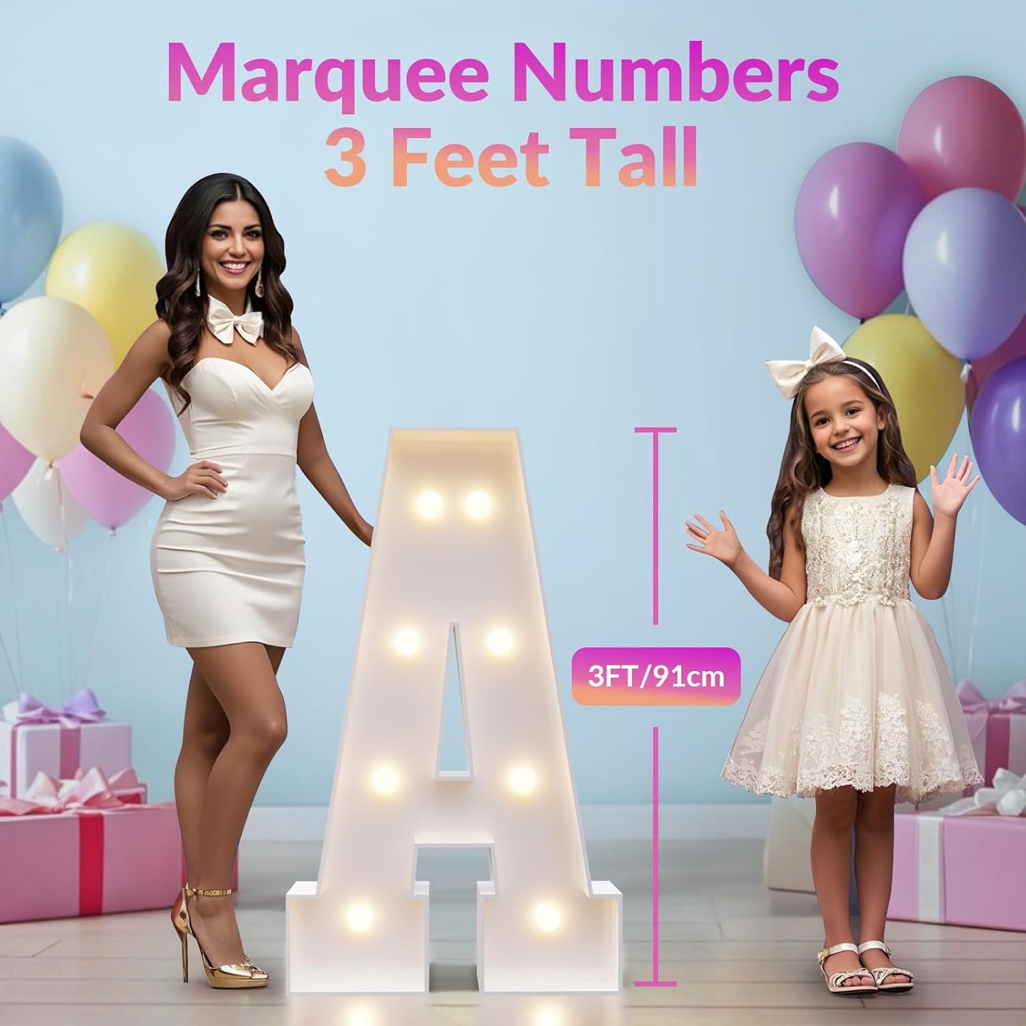 JoyMuse Marquee Letters 3 Feet Tall, Light Up Letters 3FT with Lights, Large Letters for Party, Letter Y Light Up Letters for Baby Shower Wedding Proposal Graduation Birthday Decorations