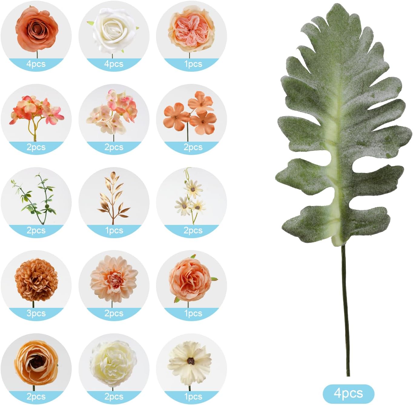 Artificial Flowers Combo for DIY Wedding Bouquets Combo Centerpieces Arrangements Party Bridal Baby Shower Home Decorations-Nude Color