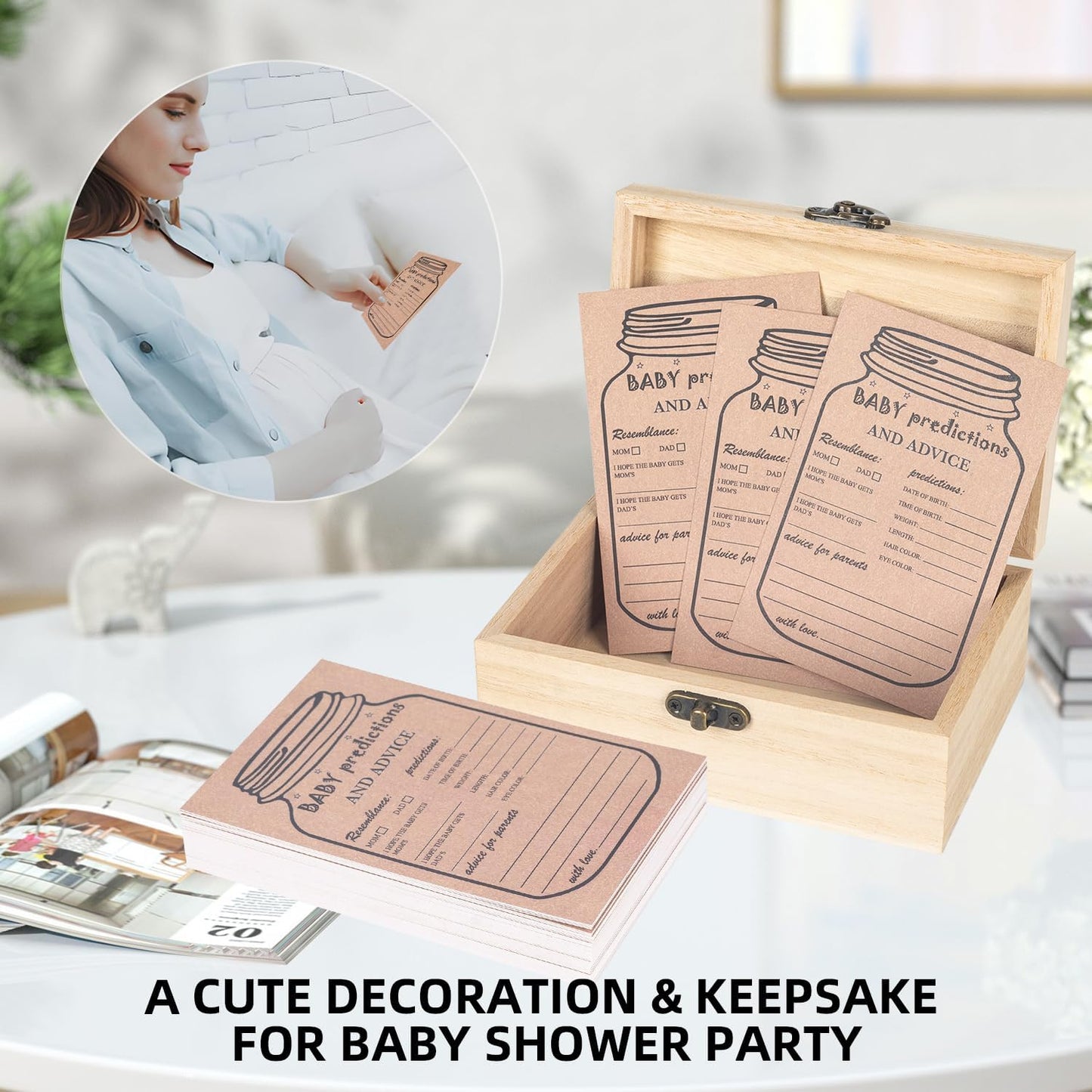 Baby Predictions and Advice Cards, Baby Prediction Card for Parents To Be, Baby Shower Advice Cards Keepsake Box, Baby Shower Game Gender Neutral Guessing Activities