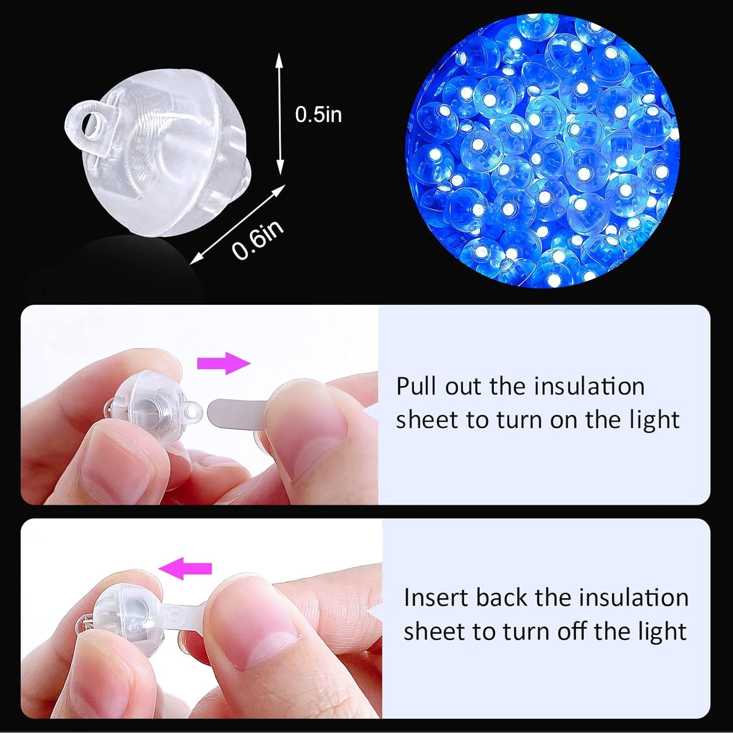 50PCs Mini Led Lights, Led Balloons Light for Party Decorations Neon Party Lights for Paper Lantern Easter Eggs Birthday Party Wedding Halloween Christmas Decoration(Glow steadily Blue)