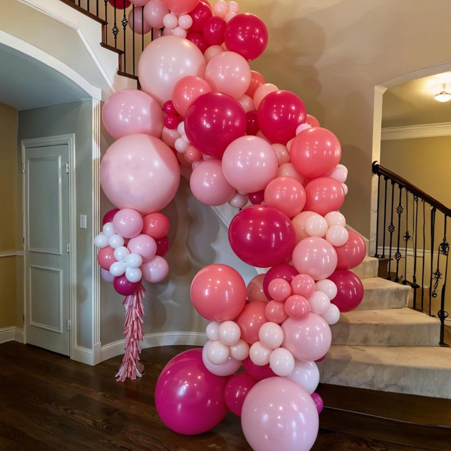 Hot Pink Balloons, 60pcs Metallic Pink Magenta Balloons With Macaron Heart Latex Balloon Confetti balloon For Girls Women Princess Birthday Baby Shower Bridal Shower Engagement Party Wedding Decor