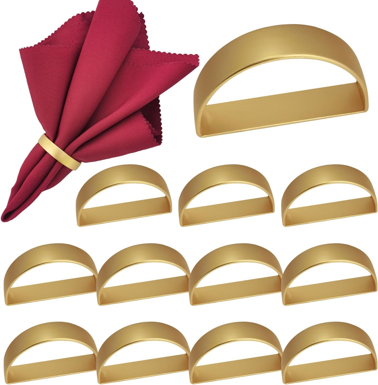 12PCS Gold Napkin Rings, Metal Napkin Rings, Fall Thanksgiving Christmas Table Decorations, Wedding, Banquet, Party, Easter Table Napkin Decorations