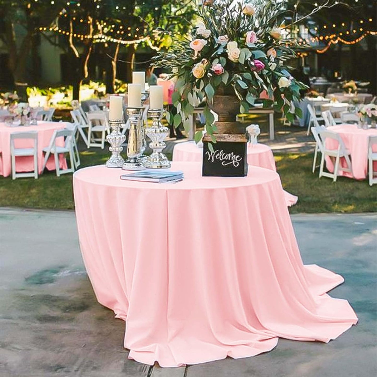 fani 12 Pack 90 Inch Round Tablecloth Pink Polyester Fabric Table Cloth for Round Table,Washable Table Cover for Wedding Party Dining Table Buffet Banquet Restaurant and Camping