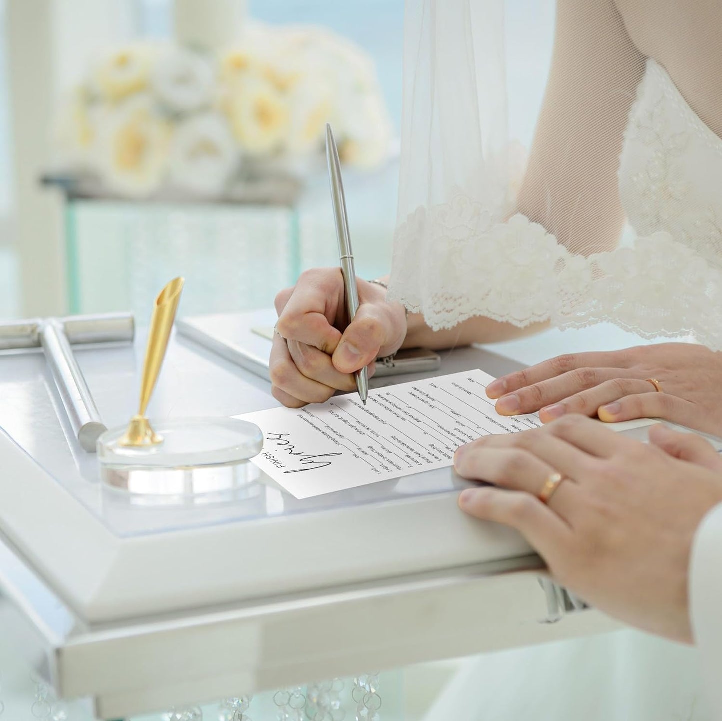 Bridal Shower Games, Finish the Lyrics, 25Pcs Minimalist White Double-Sided Bridal Game Cards with 1 Answer Key, Wedding Shower Games for Guests, Engagement Bachelorette Party Supplies - A09