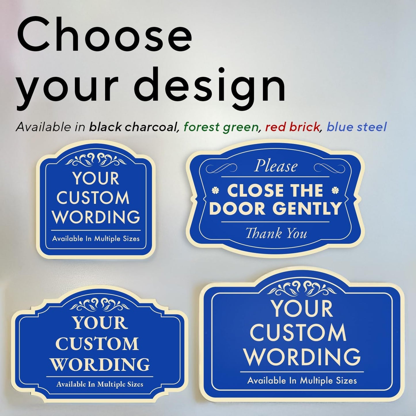 Custom Decorative Outdoor Metal Sign - Personalized Aluminum Driveway Sign, Waterproof, Made in USA - Design 2 Blue Steel 12x8 In