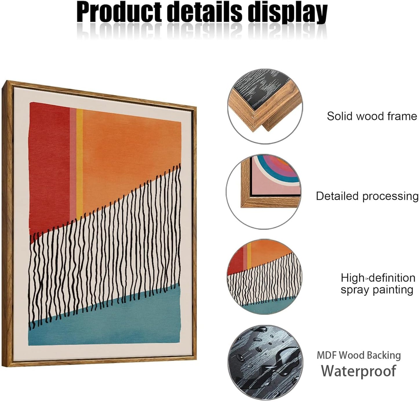 myusuar 3 Piece Large Modern Abstract Canvas Framed Wall Art For Living Room, Midcentury Minimalist Boho Wall Art Decor Posters Prints For Bedroom Office, 16x24in