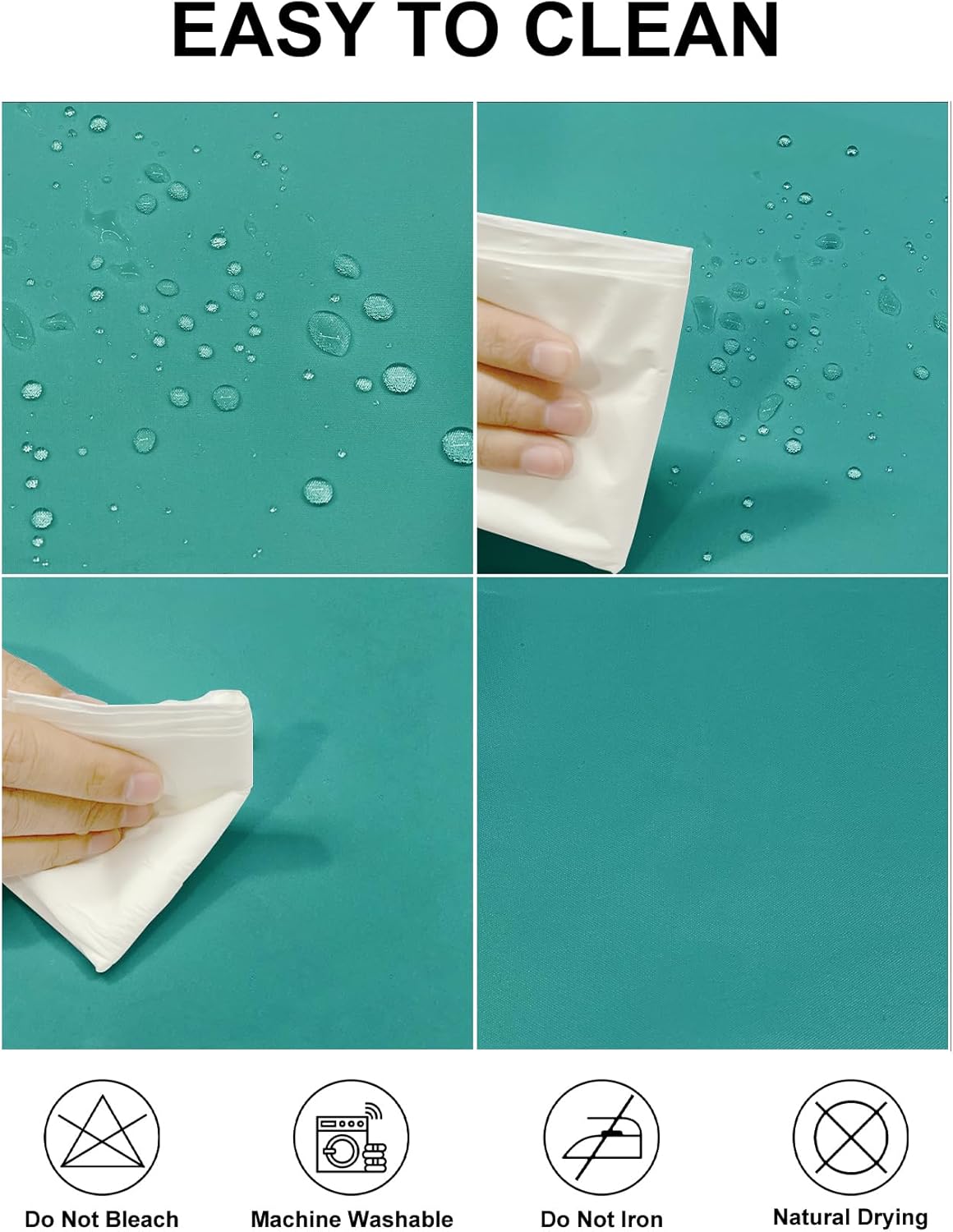 Fokitut 2 Pack Waterproof Round Tablecloth, 108 Inch, Stain Resistant and Wrinkle Polyester Table Cloth, Fabric Table Cover for Kitchen Dining, Wedding, Party, Holiday Dinner-Turquoise