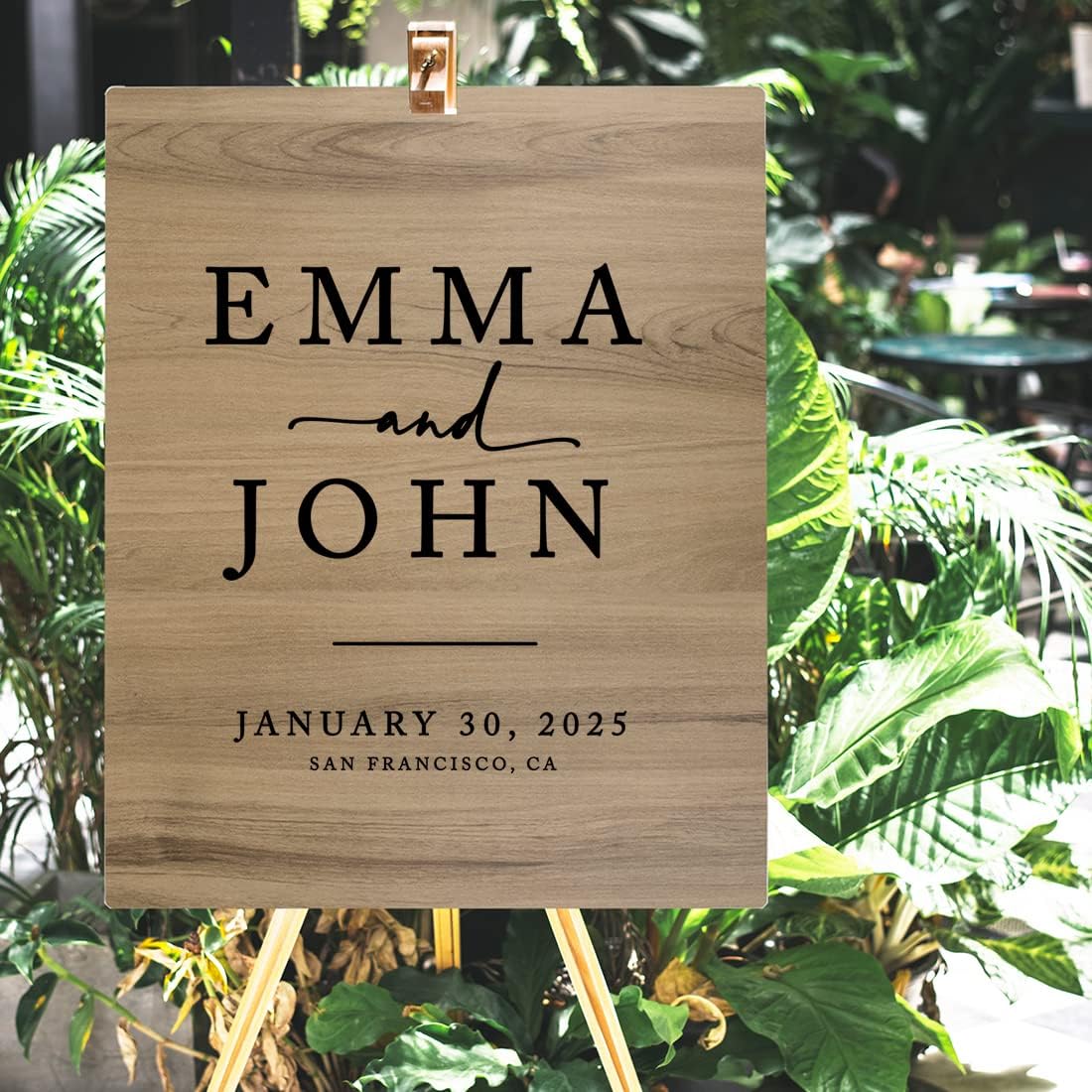 Andaz Press Large Wooden Welcome Sign for Wedding Rustic Welcome Sign 16" x 20" Custom Names Date & Location Modern Wedding Signage English Oak MDF Wood Finish Wedding Reception Indoor Outdoor Signs