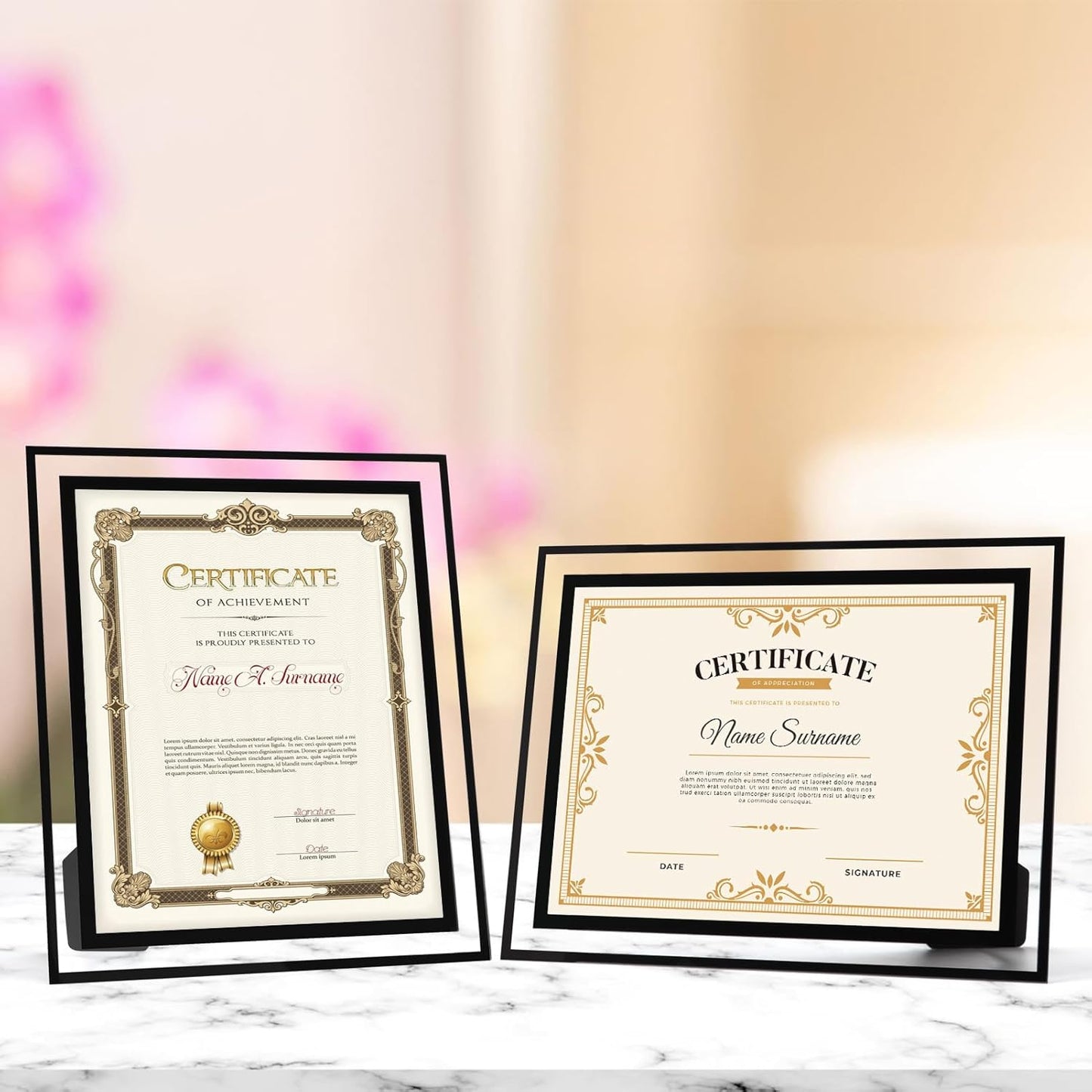 Rempry 8.5x11 Picture Frame Set of 12, Black Glass Photo Frames 8.5 by 11 for Certificate Diploma Document, Vertical or Horizontal Tabletop Display