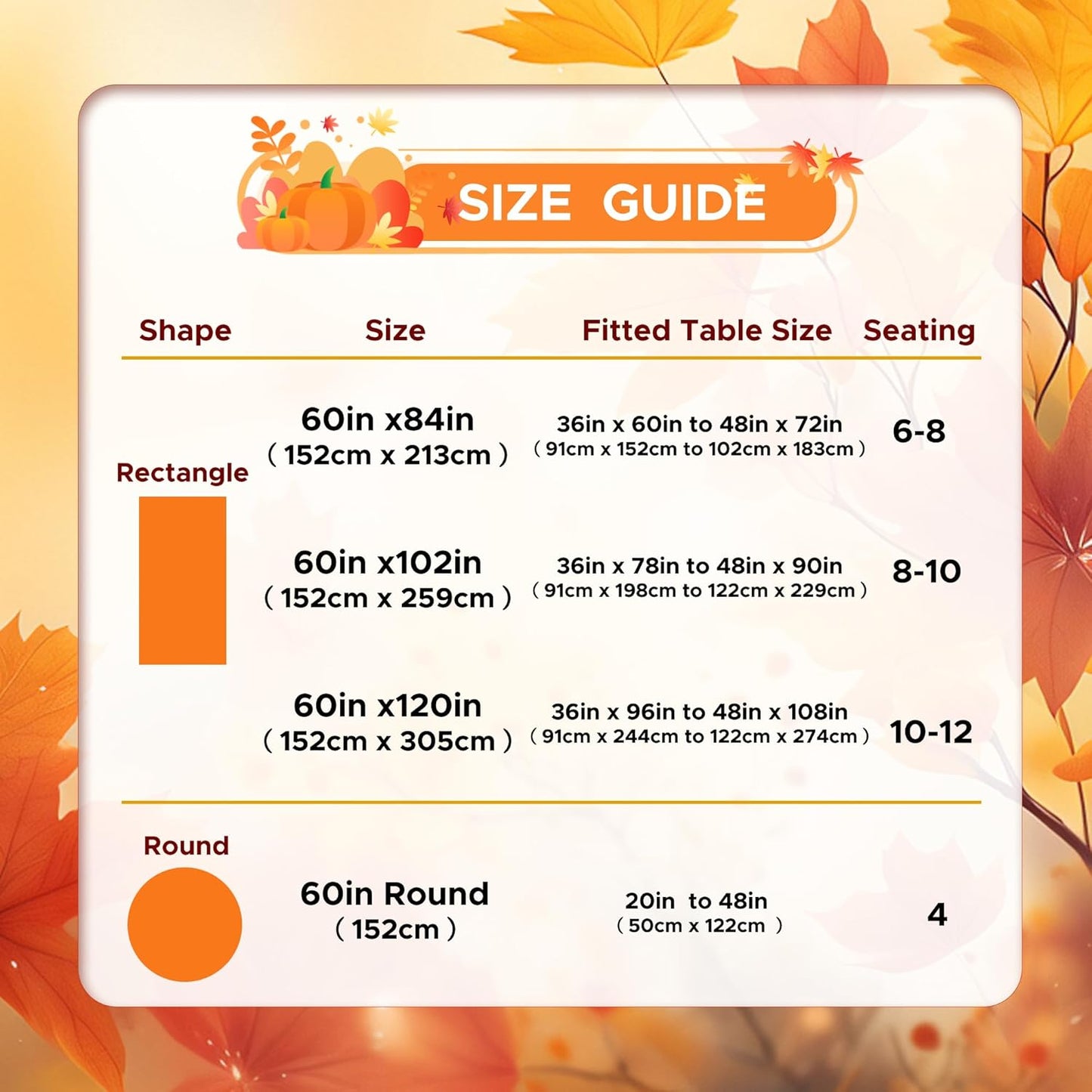 sancua Fall Round Tablecloth - 60 Inch Burnt Orange - Water Resistant Spill Proof Washable Polyester Thanksgiving Table Cloth Decorative Fabric Table Cover for Dining Buffet Parties and Camping, Rust