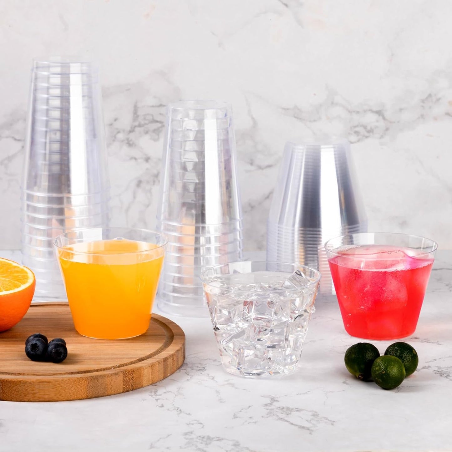 Goodluck 200PCS 14oz Clear Plastic Cups for Party, Disposable Clear Plastic Cups, Cocktail Glasses for Wedding Thanksgiving, Christmas, and Parties