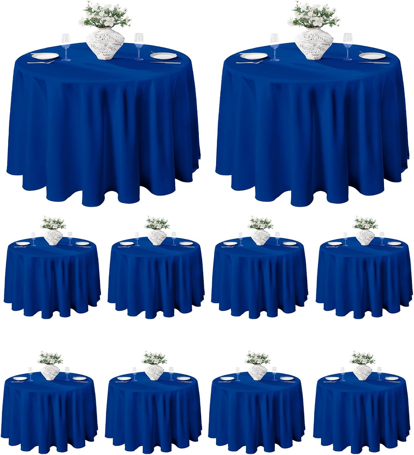 VidaFete Tablecloth 10 Pack 120inch Round Table Cloth Polyester, Stain Wrinkle Resistant Polyester Dining Table Cover for Kitchen Dinning Party Wedding Round Tabletop Buffet Decoration(Royal Blue)