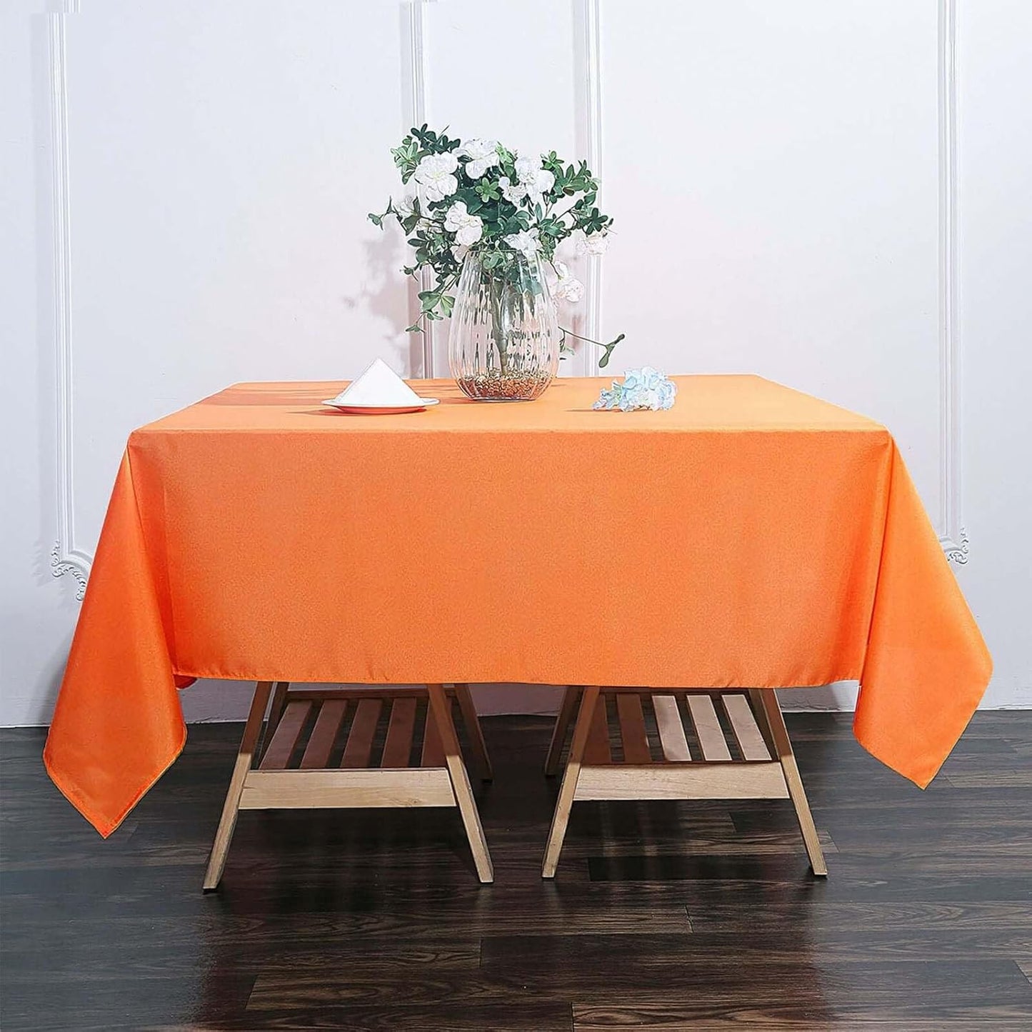 Efavormart 70" Premium Square Polyester Tablecloth for Wedding Kitchen Dining Events - Orange