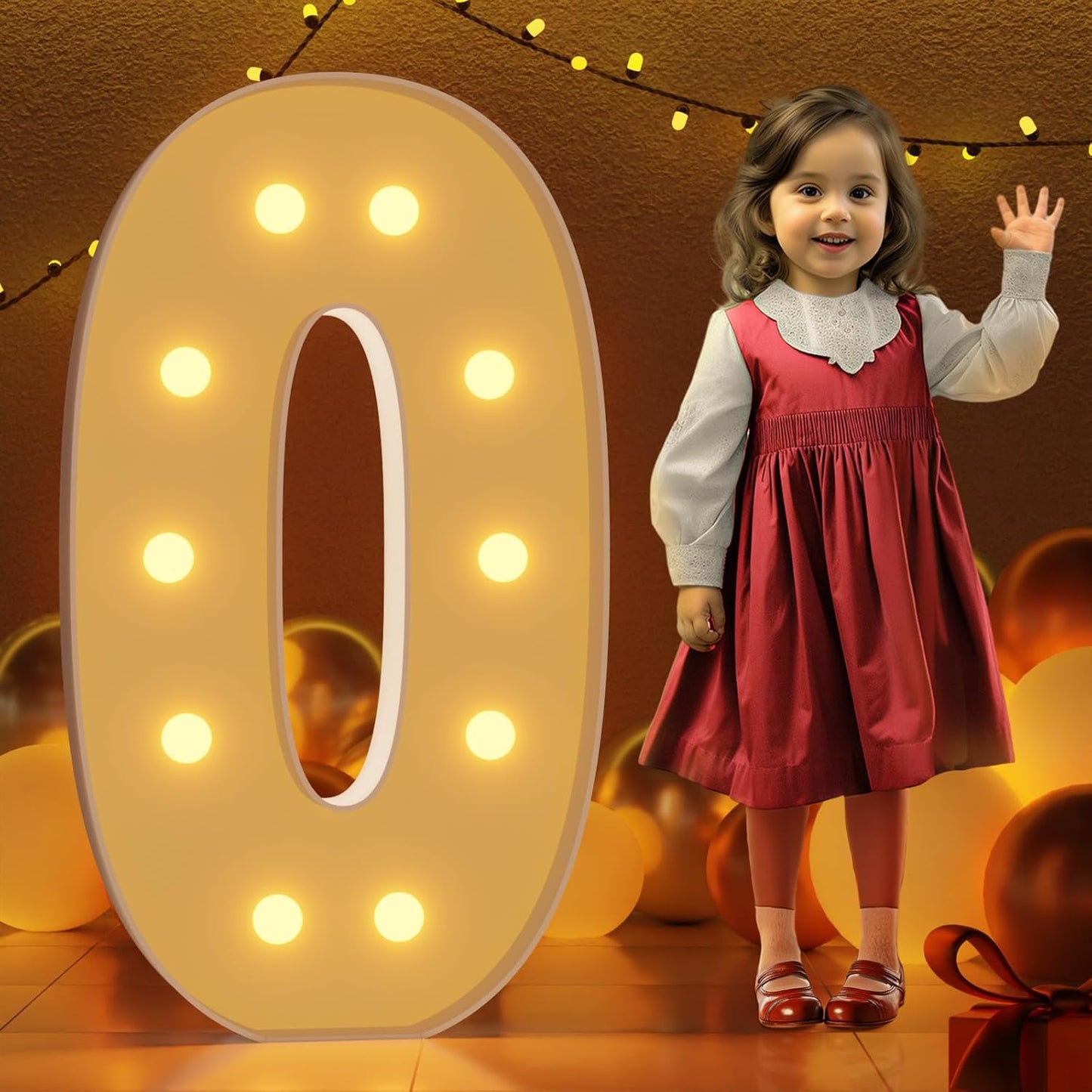 Marquee Numbers 4 Feet Tall Large Light Up Numbers 40th 50th 60th Birthday Decorations Women Men Big Yellow Light Outdoor Anniversary Decorations Balloon Arch Kit Party Backdrop 0