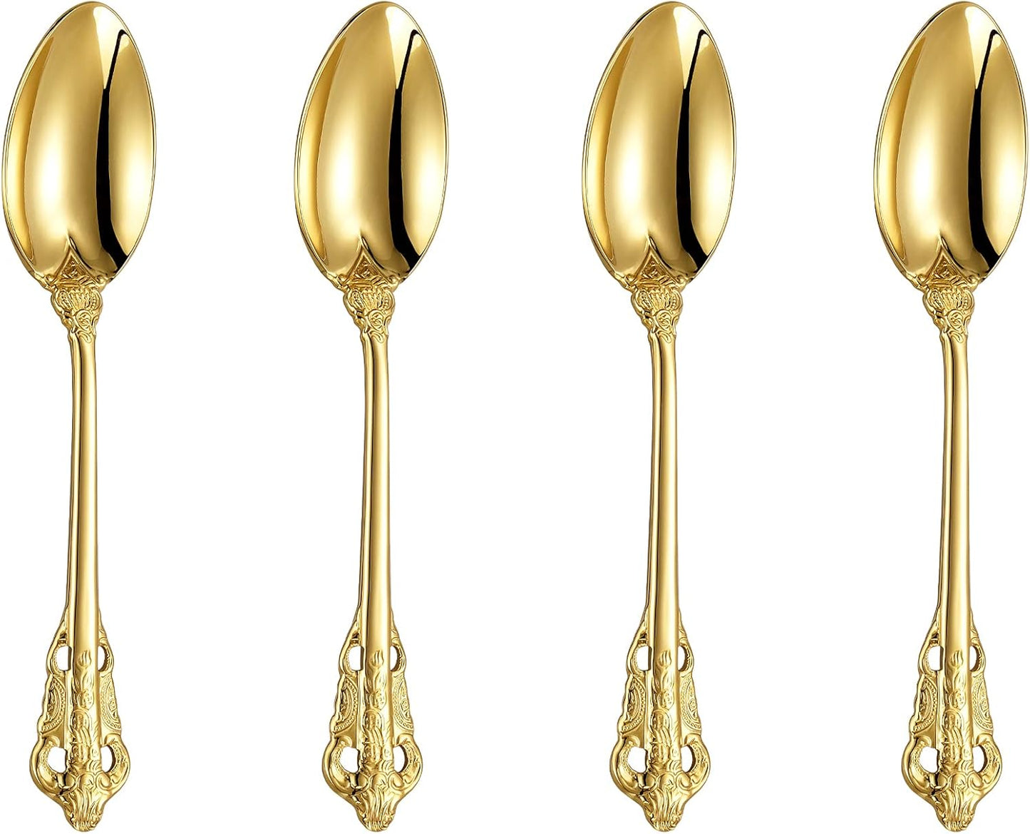 KEAWELL Luxury 6.3" Teaspoons, 18/10 Stainless Steel, Gorgeous Small Spoons, Stirring, Mixing, Sugar, Cake, Dessert Spoons, Mini Antipasto spoons (Gold)