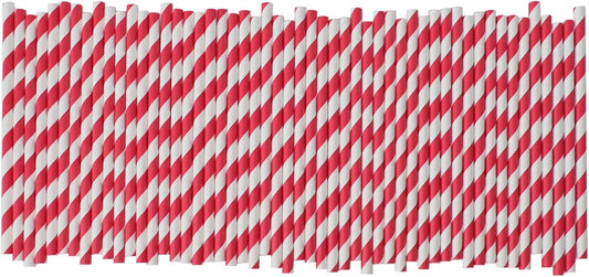 Disposable Paper Drinking Straws, 5.75" Short Red Striped Paper Cocktail Stirrers Straws for Coffee, Mixed Drinks, 500 Bulk