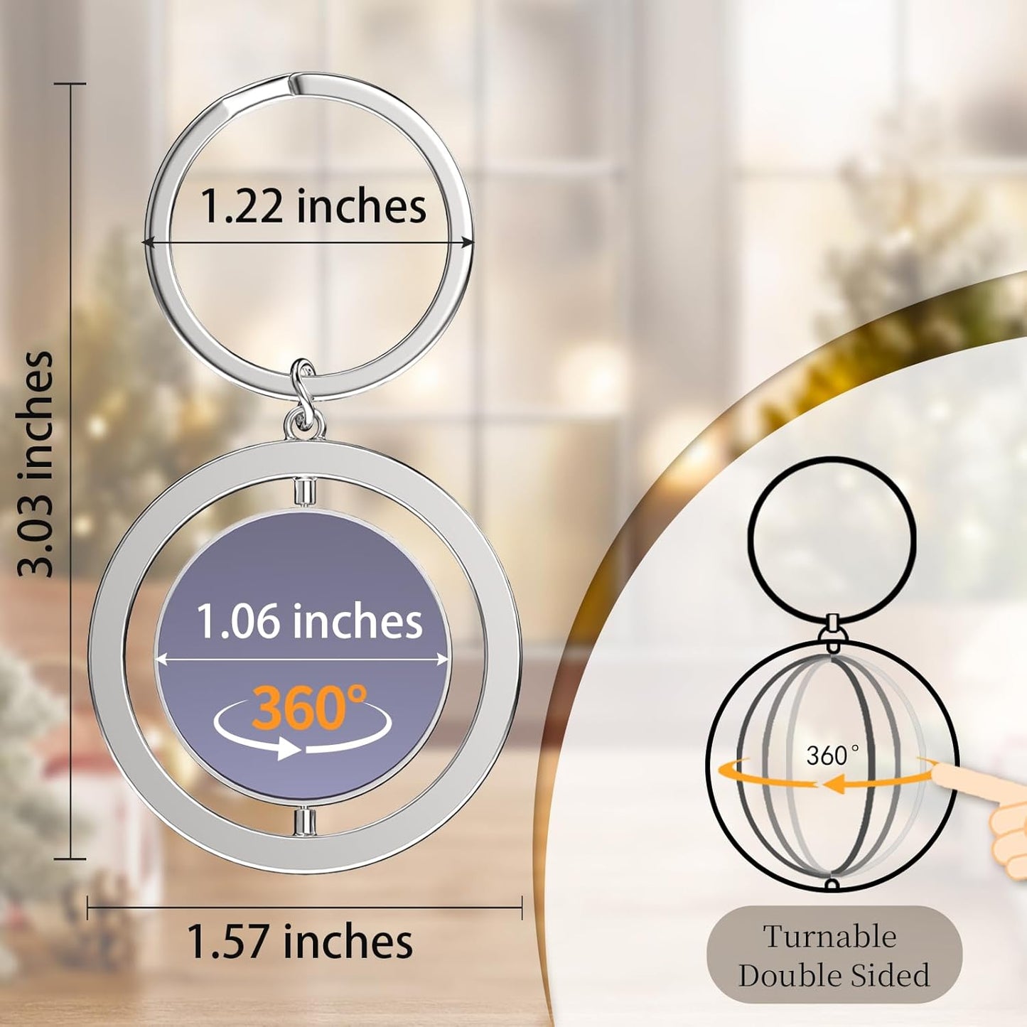 Personalized Custom Keychain with Picture - Turnable Double Sided Colorful Photo Key chains Memorial Gifts for Family Lover