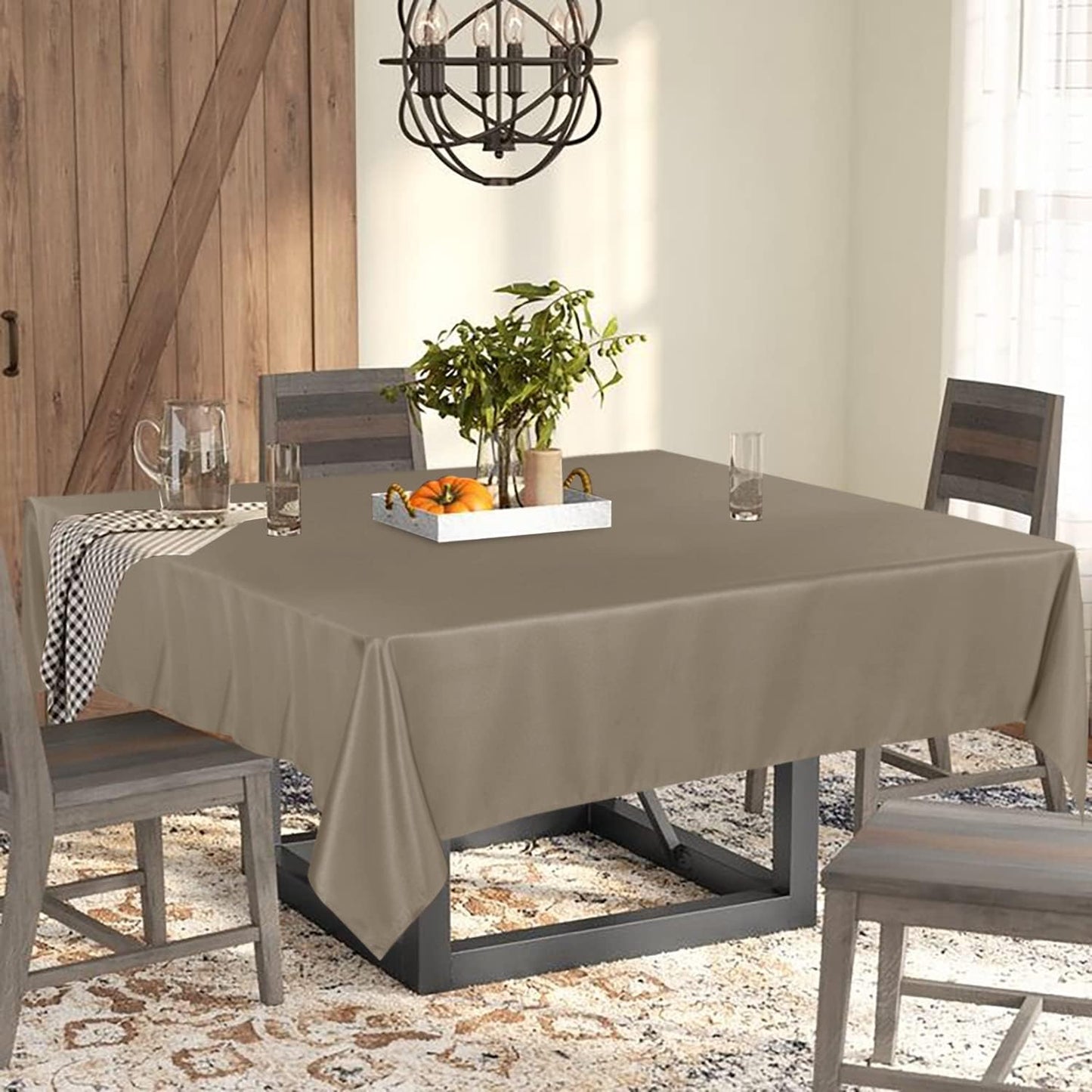 Fitable Rectangle Tablecloth Stain and Wrinkle Resistant Washable Polyester Table Cloth for Buffet Parties and Camping (60x120 inch, Taupe)