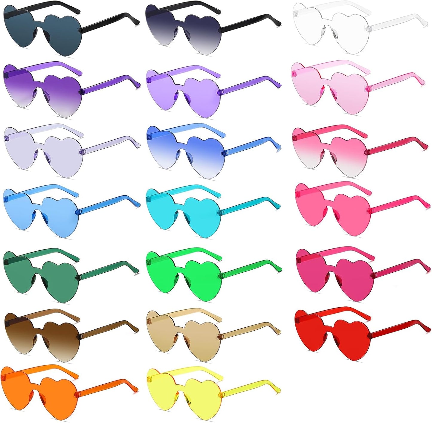 12/20/24 Pairs Heart Sunglasses for Women Men, Trendy Heart Shaped Rimless Transparent Sunglasses, Bachelorette Party