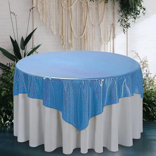 Fitable Sequin Tablecloth for Parties 60x60 Inch - Sparkle Glitter Table Cloth Laser Square Overlay for Wedding Baby Shower Ceremony Birthday Holiday Banquet Decor, Blue