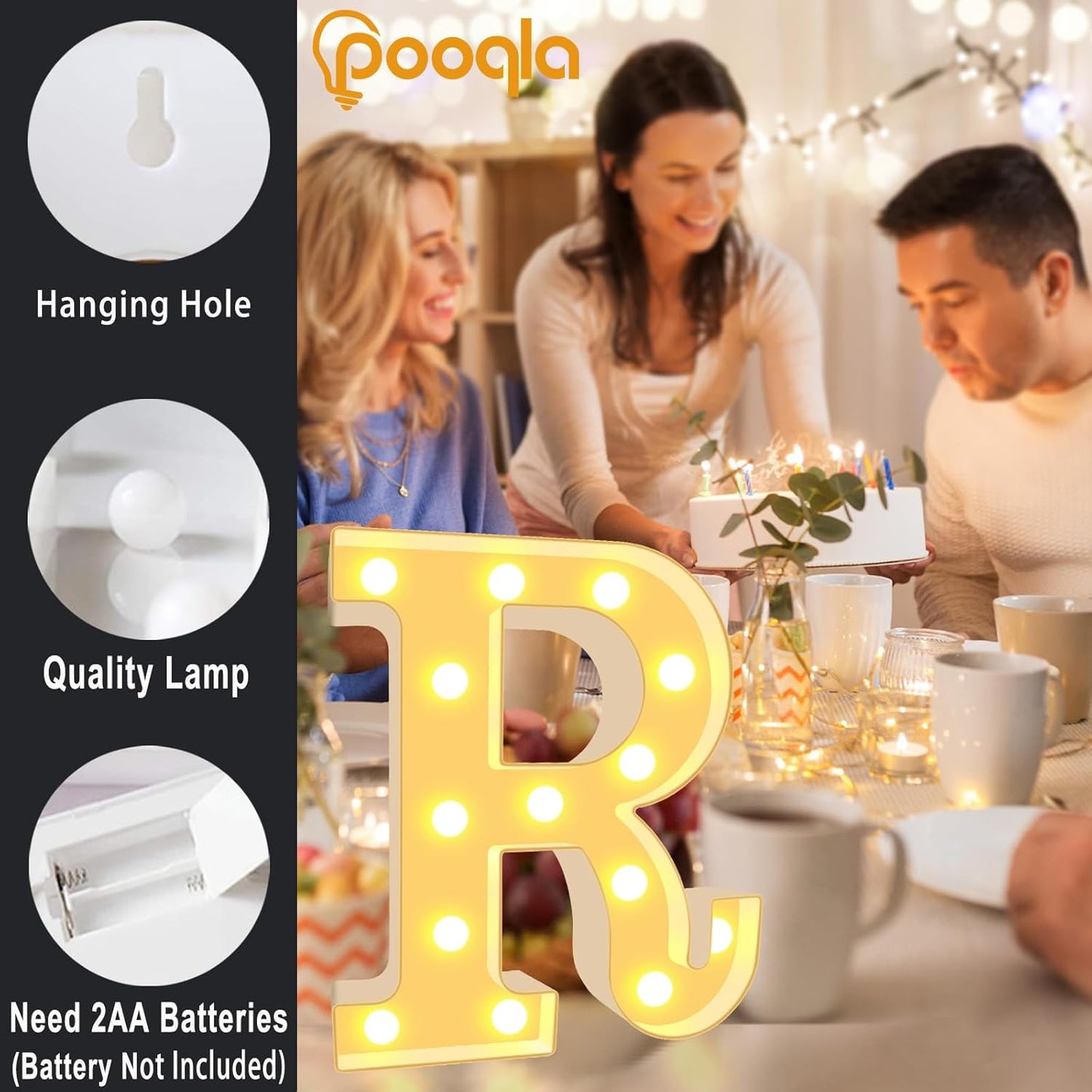 Pooqla LED Marquee Letter Lights, Warm White and Cool White Decorative Lighted Letters, Light Up Alphabet Letters for Boys Girls, Party, Wedding, Bar, Night Light, Birthday Decoration, Letter X
