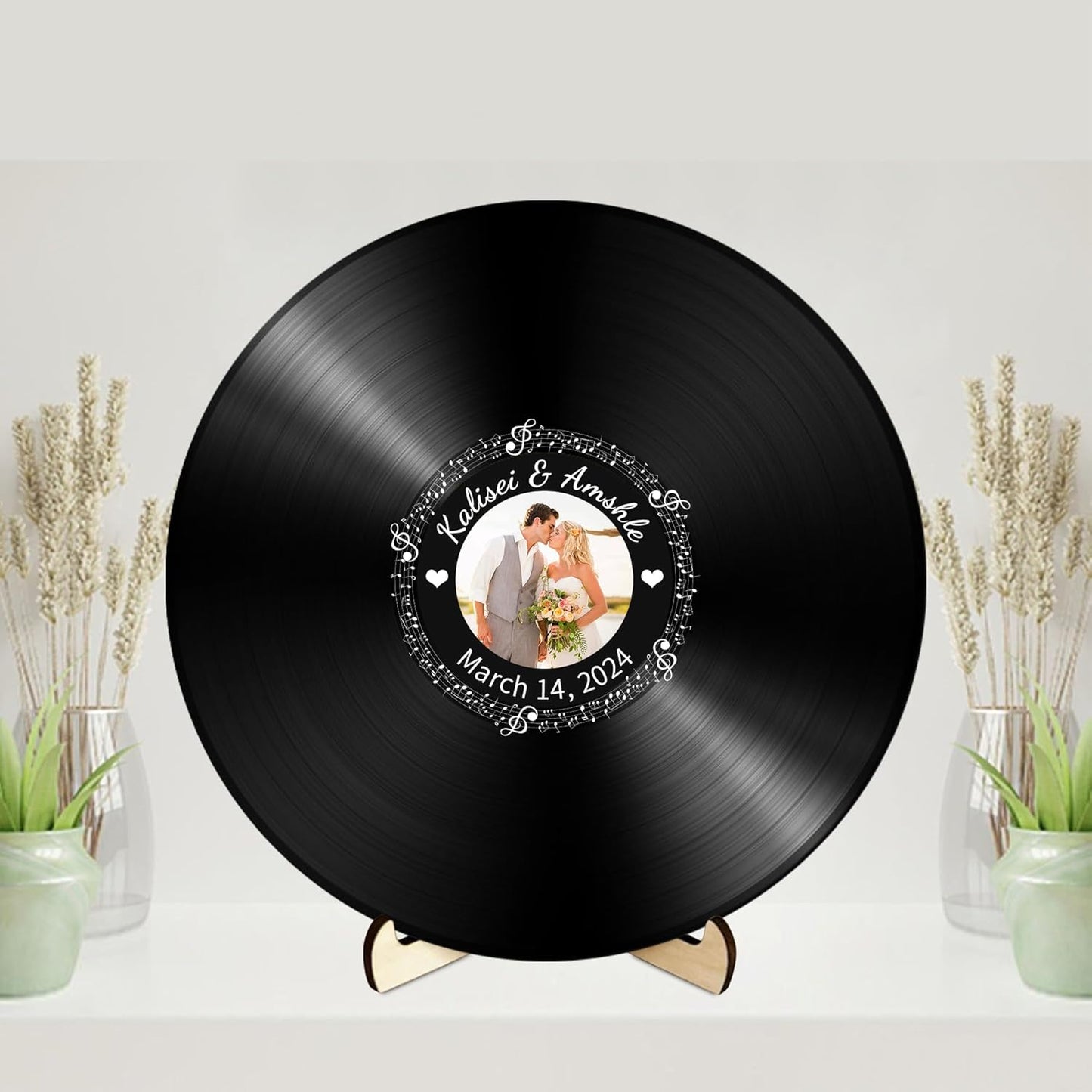 Personalized Vintage Record Guest Book Sign Custom Name Date Rustic Wedding Guest Book Alternative Unique Guest Book for Wedding Anniversary (Style 7)