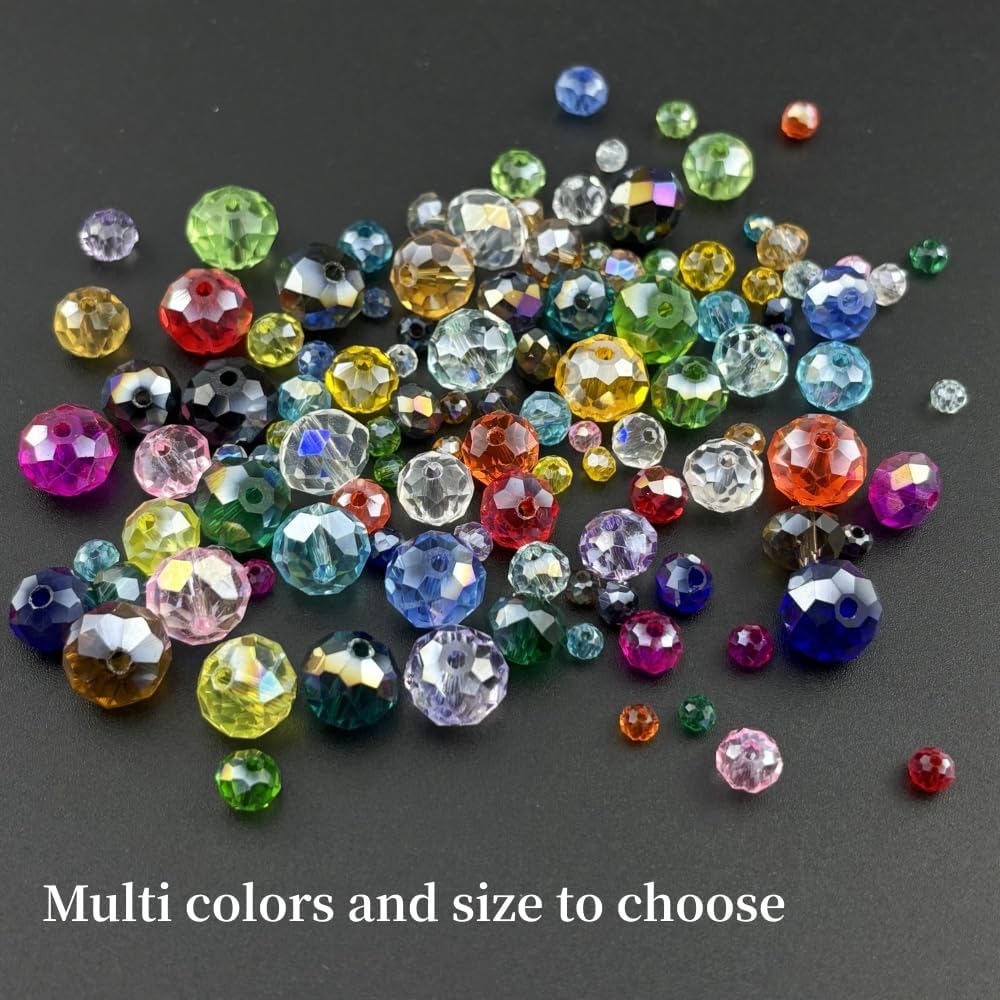 400pcs 4mm Crystal Glass Beads for Crafts Faceted Rondelle Glass Beads for Jewelry Making Crystal Spacer Beads for Necklaces Bracelets Earrings DIY Craft(Red AB)