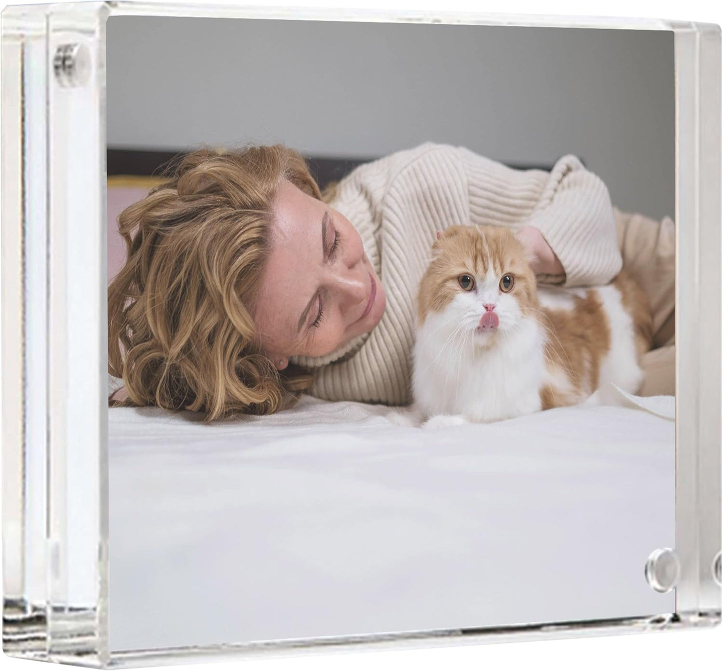 Canetti Original Magnet Picture Frame - Crystal Clear Acrylic Glass Table Top Photo Frame