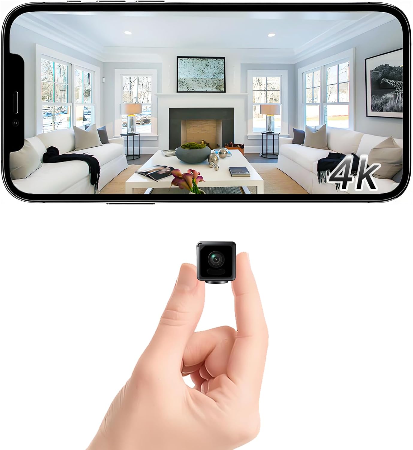 Mini Security Camera, 4K WiFi Wireless Camera Small Portable HD Nanny Cam with Motion Detection, Cloud & SD Storage, Night Vision Micro Cameras for Home Office Car Pet Baby Indoor & Outdoor