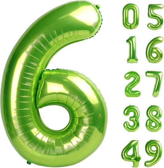 40 Inch Light Green Mylar Foil Number 6 Birthday Balloon, Digital Balloons for 6 16 Boy Girl Party Decorations Supplies, Light Green Big Helium Balloon Numbers for 26 36 46 60 Men Women Anniversary