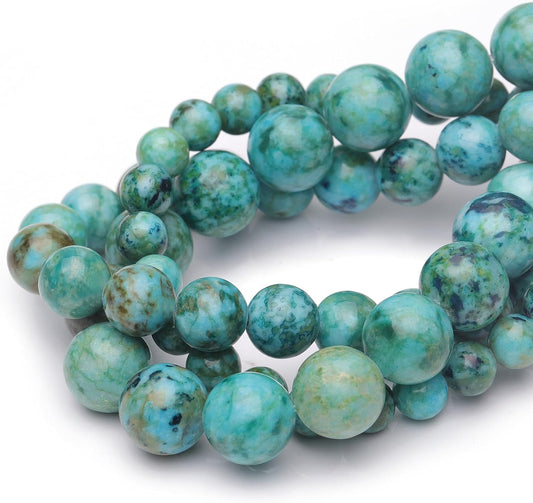 10mm Natural Stone Beads for Jewelry Making,Blue Imperial Turquoise Polished Smooth Round Gemstone Beads for Bracelet Necklace 15 Inch