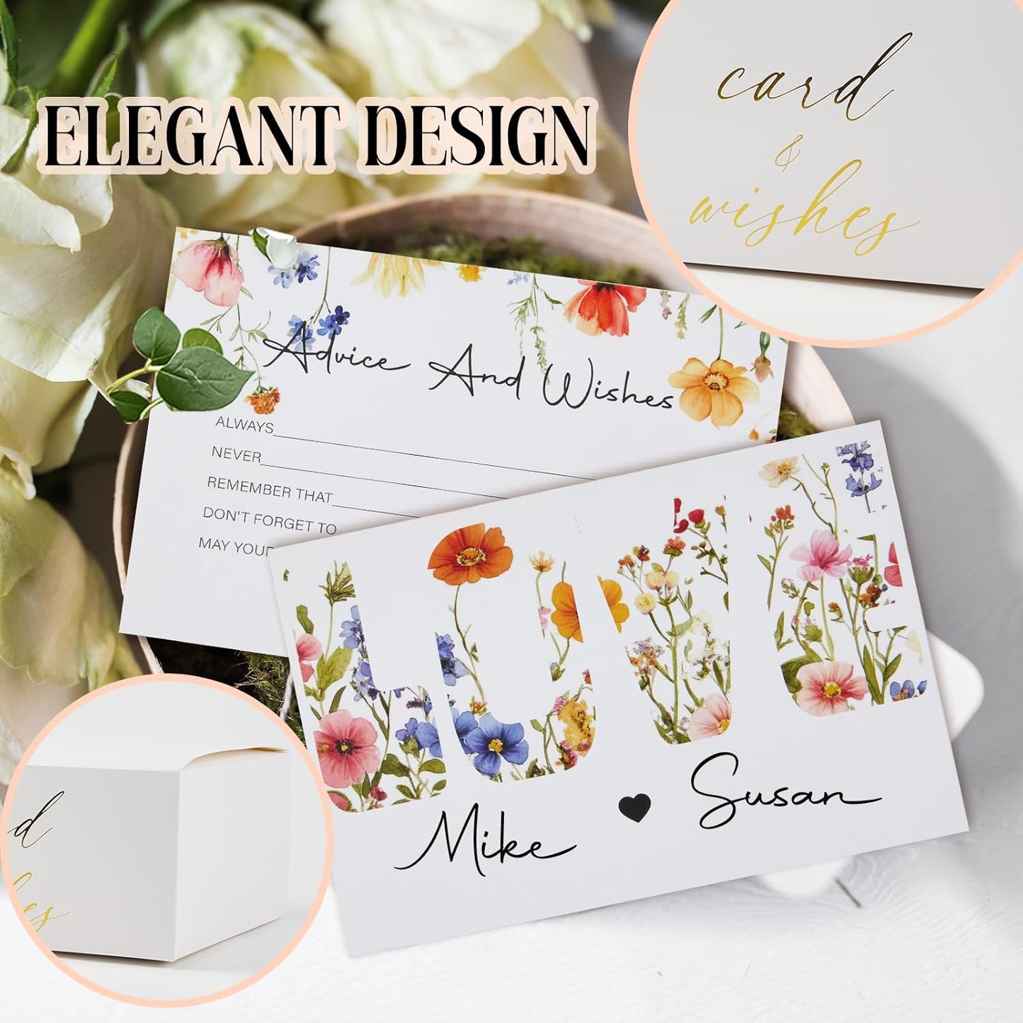 Bridal Shower Games Advice And Wishes Cards Wedding Shower Games 50 Guests Wedding Advice Cards Love is in Bloom