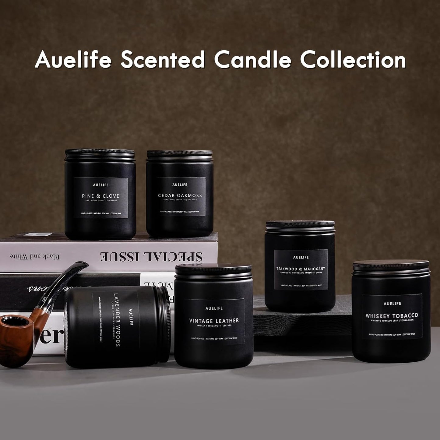 Scented Candles for Men | Vintage Oak Candle - Candle for Men, Manly Candles for Home Scented, Man Gifts for Him/Friend -7oz Black Jar