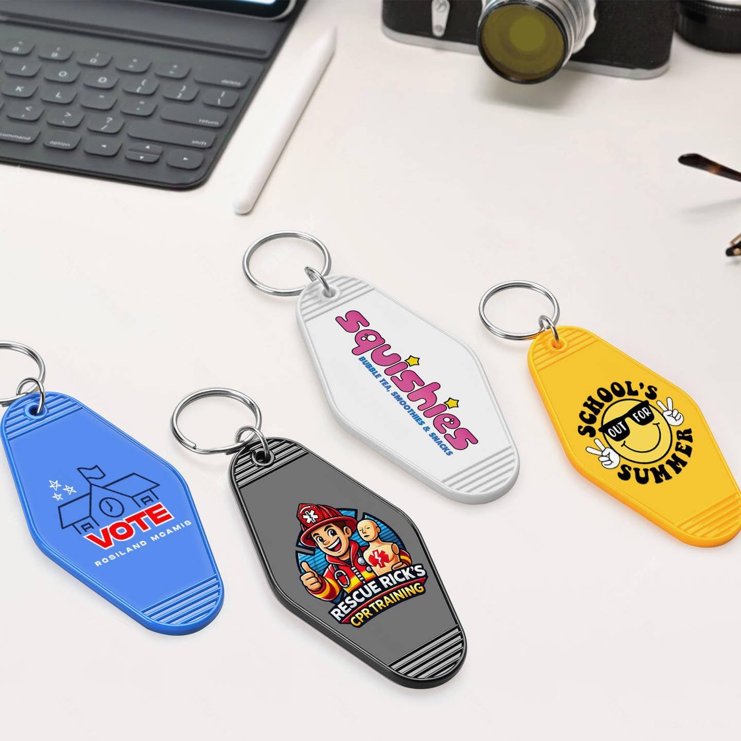 Custom Vintage Hotel Motel Keychains 400 Pack, Personalized Logo, Text Bulk - Perfect for Tradeshows, Campaign Gifts - Customizable Key Tags